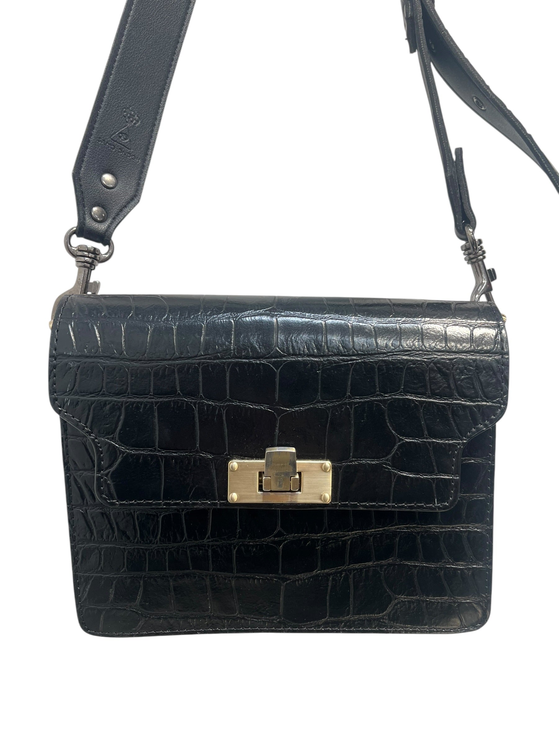MARGE SHERWOOD/Cross Body Bag/Leather/BLK/BLACK CROC EMBOSSED LEATHER view 4