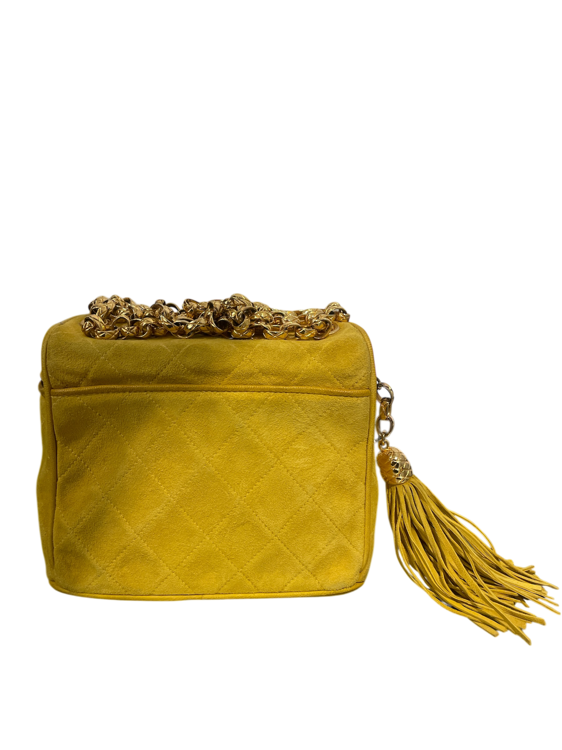 CHANEL/Cross Body Bag/Suede/YEL/QUILTED GOLD CHAIN view 4
