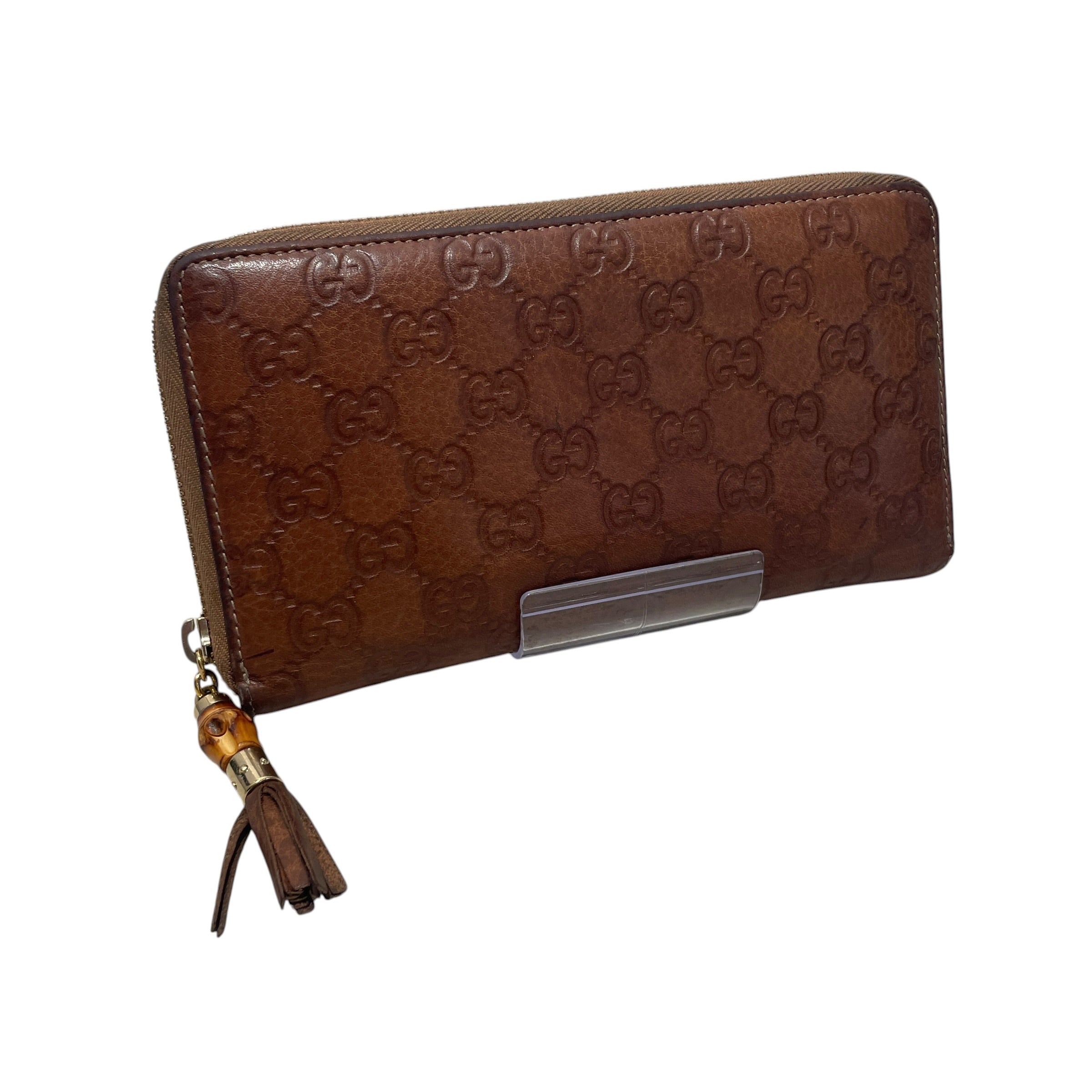 GUCCI/Bifold Wallet/Monogram/Leather/BRW/L's/guccissima view 1