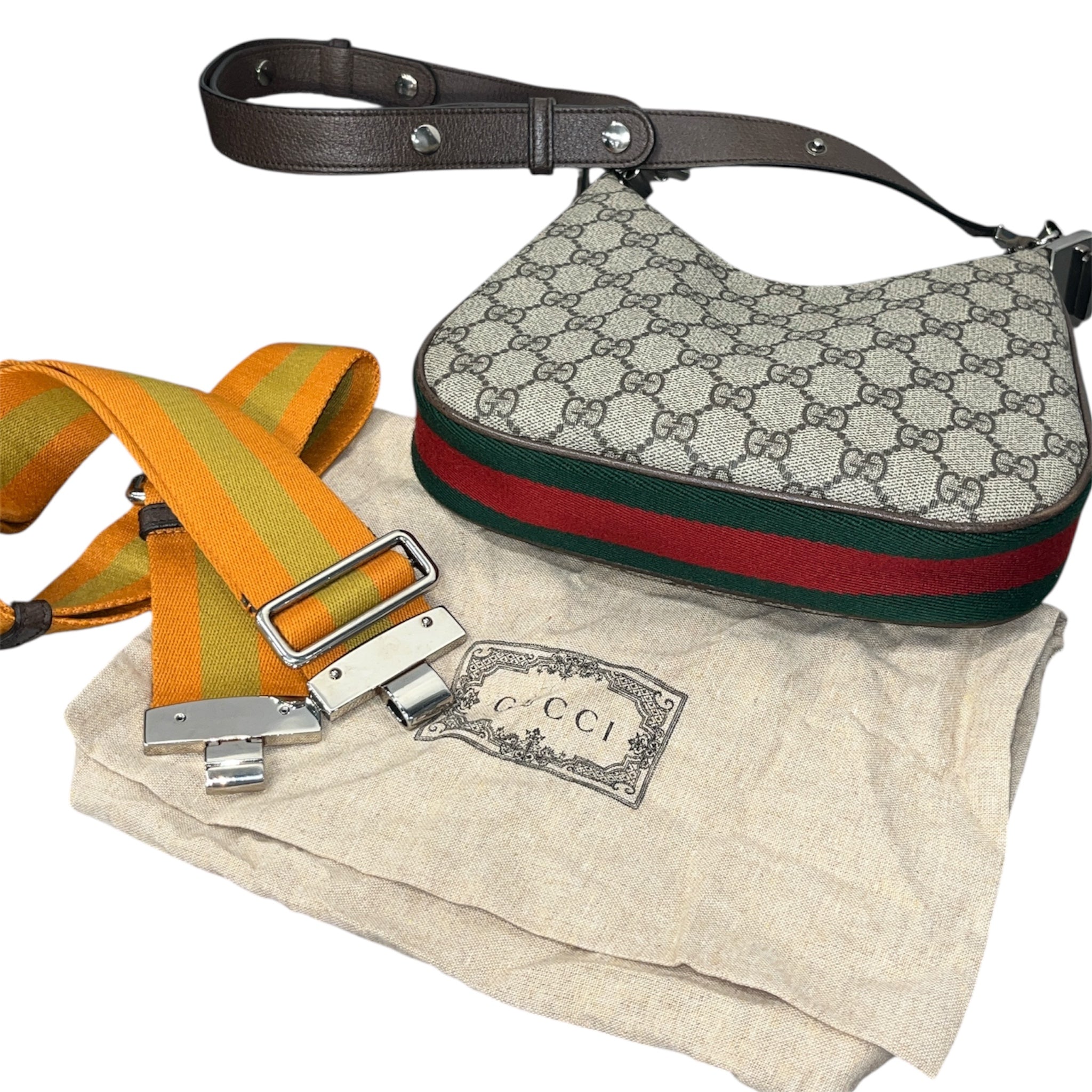 GUCCI/Cross Body Bag/Monogram/Leather/BEG/Attache Handbag GG supreme view 3