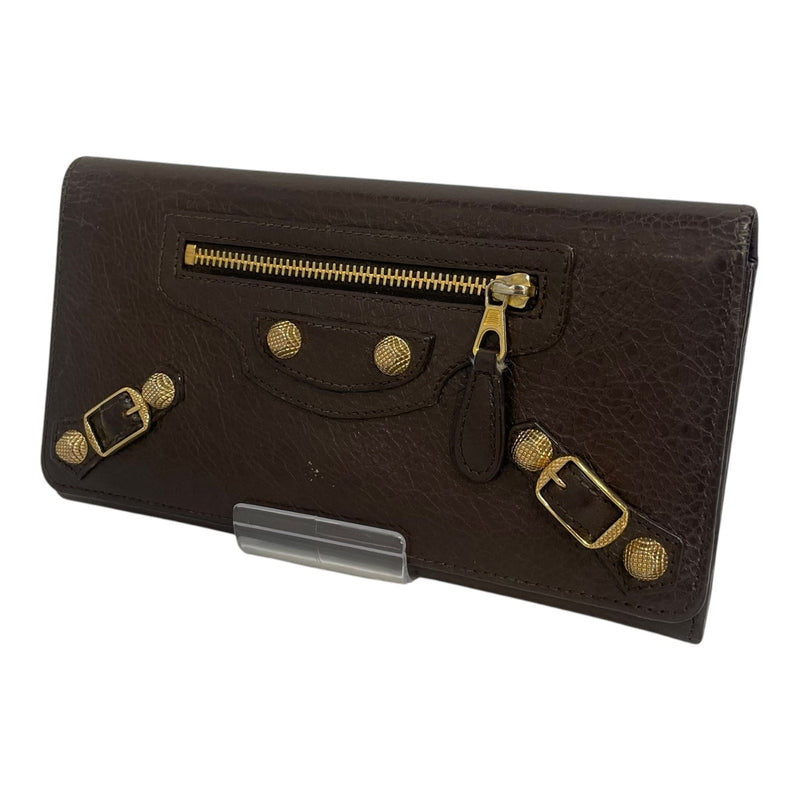 BALENCIAGA/Long Wallet/Lambskin/BRW/Gold Hardware