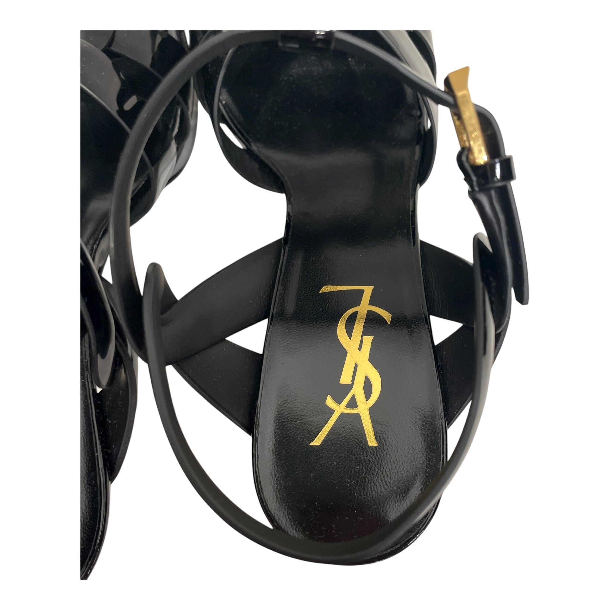 SAINT LAURENT/Heels/EU 37.5/Leather/BLK/PATENT GLADIATOR PLATFORM view 4