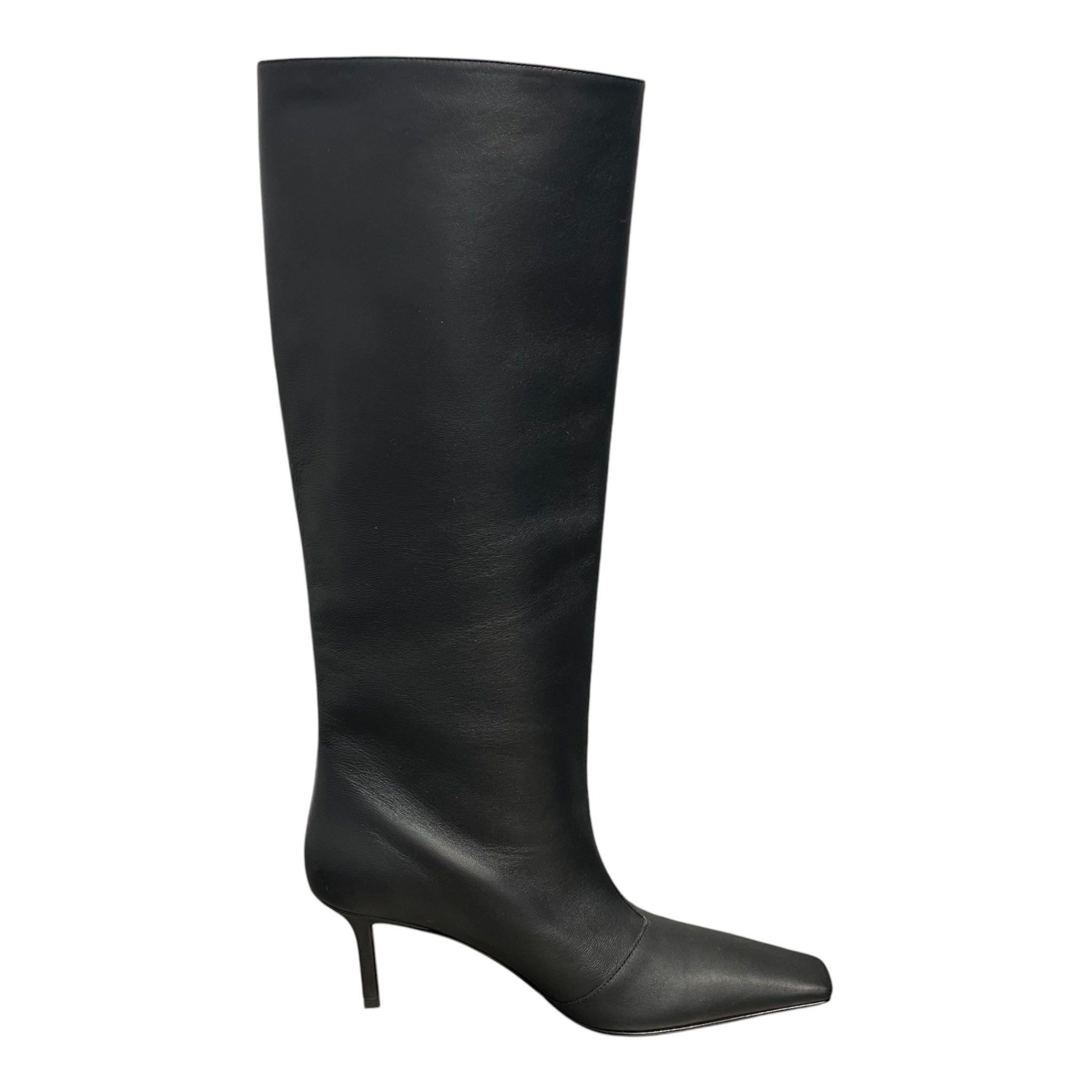 Acne Studios/Boots/EU 38/Leather/BLK/KNEE HIGH SQUARE TIP SLVR LOGO view 5