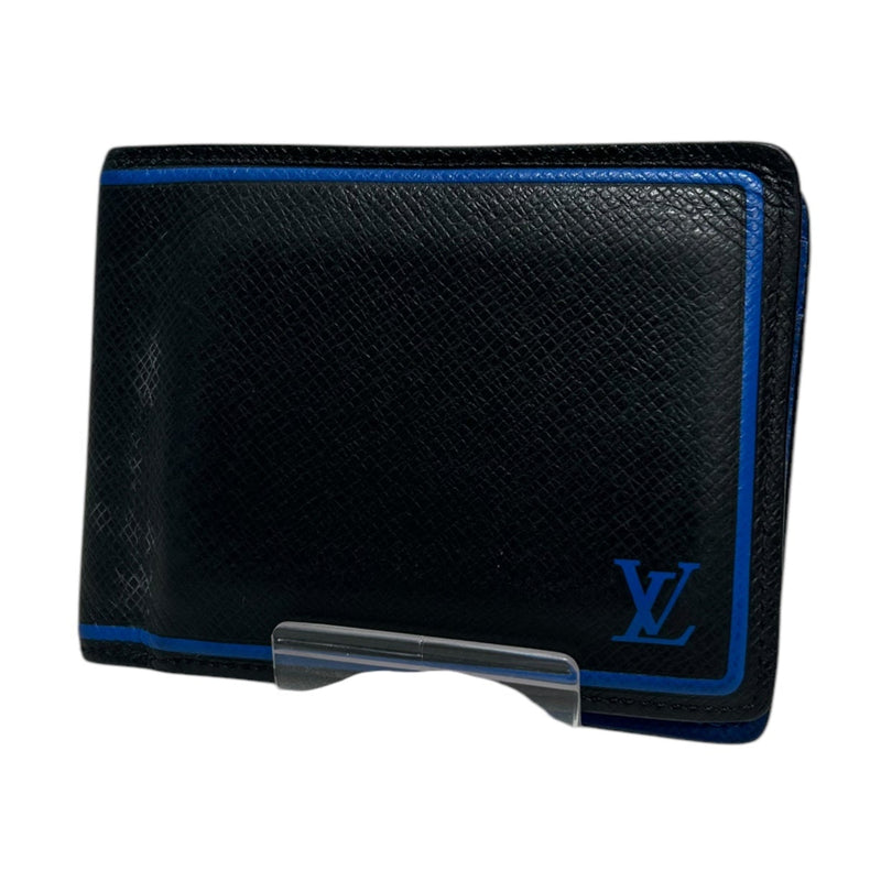 LOUIS VUITTON/Bifold Wallet/Border/Leather/BLK/BLUE LINING