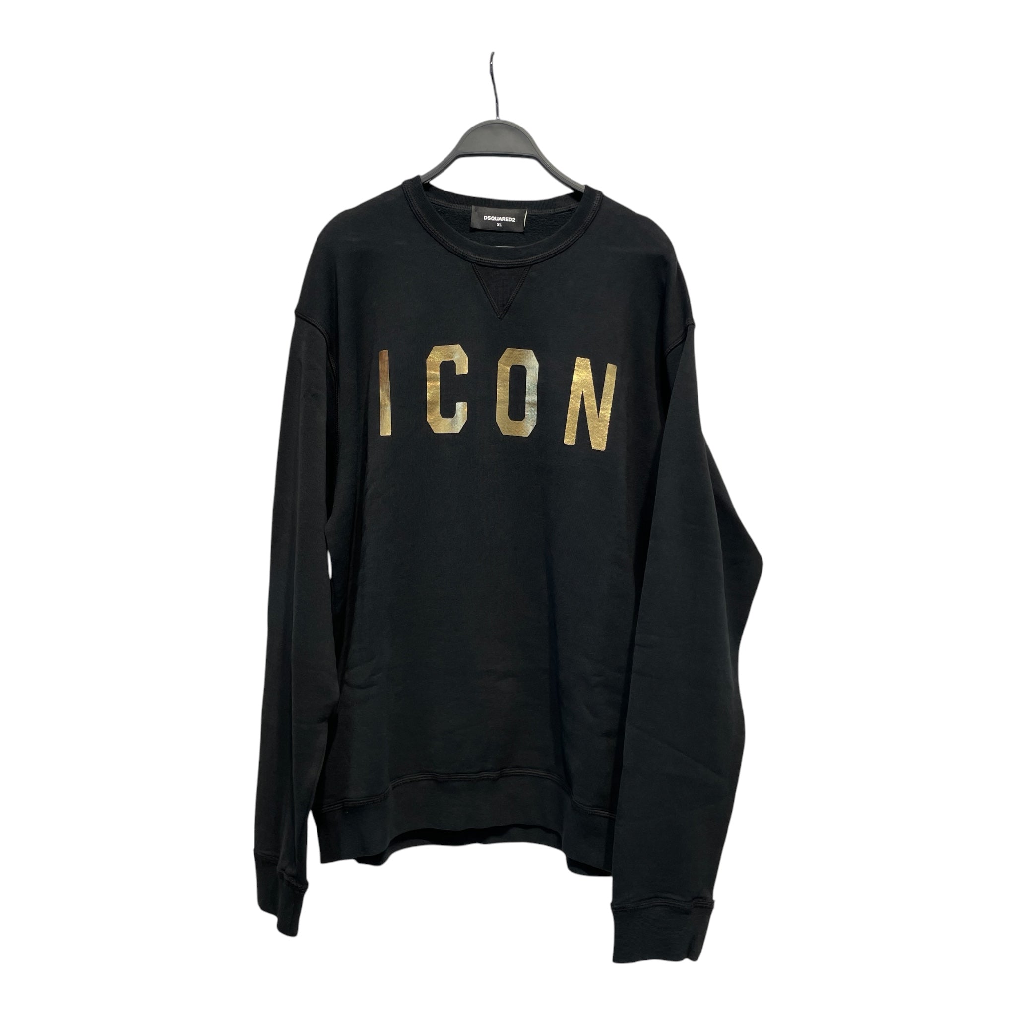 DSQUARED2/Sweatshirt/XL/Cotton/BLK/ICON/goldlogo/crew view 1