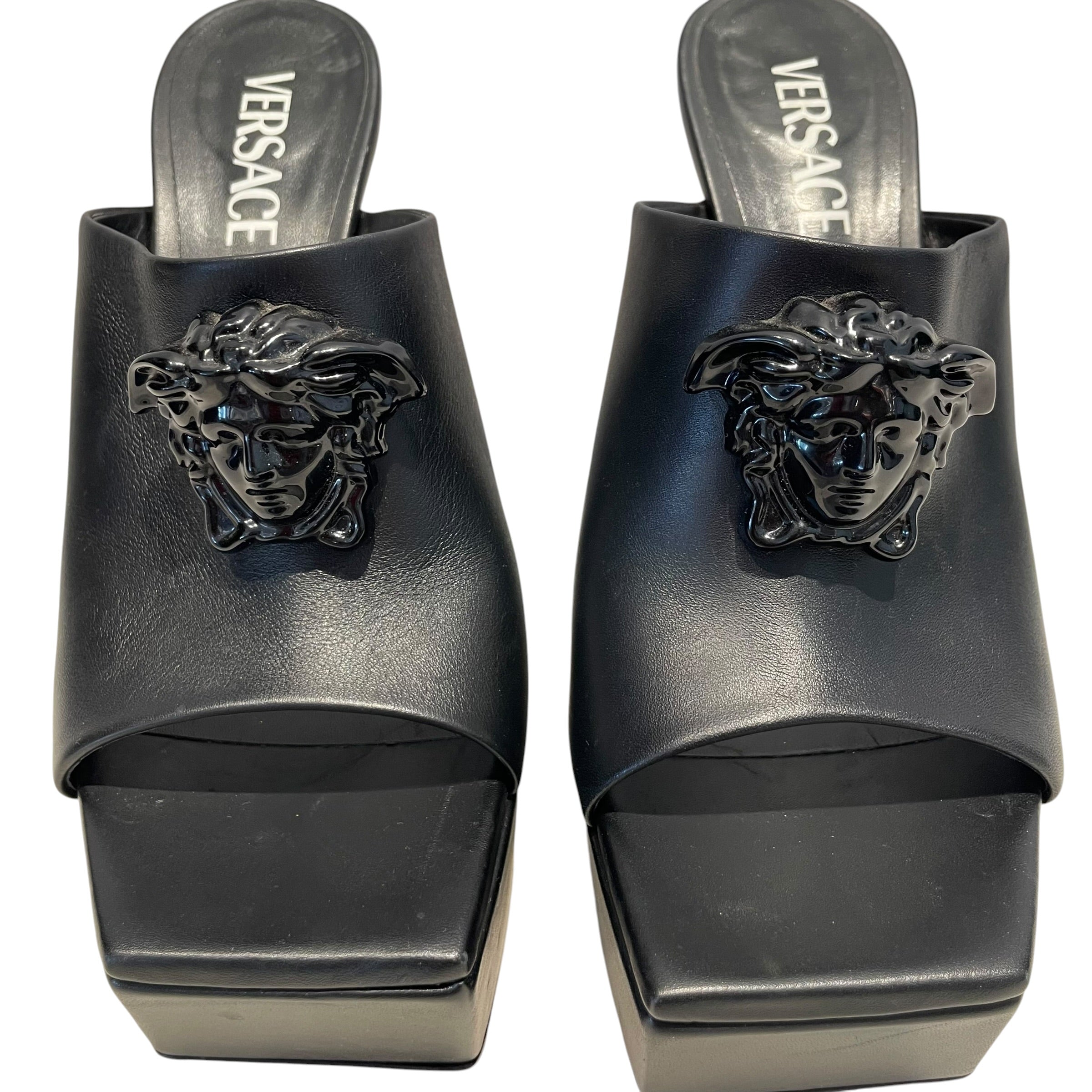 VERSACE/Heels/EU 39/Leather/BLK/Leather Medusa Heel view 4