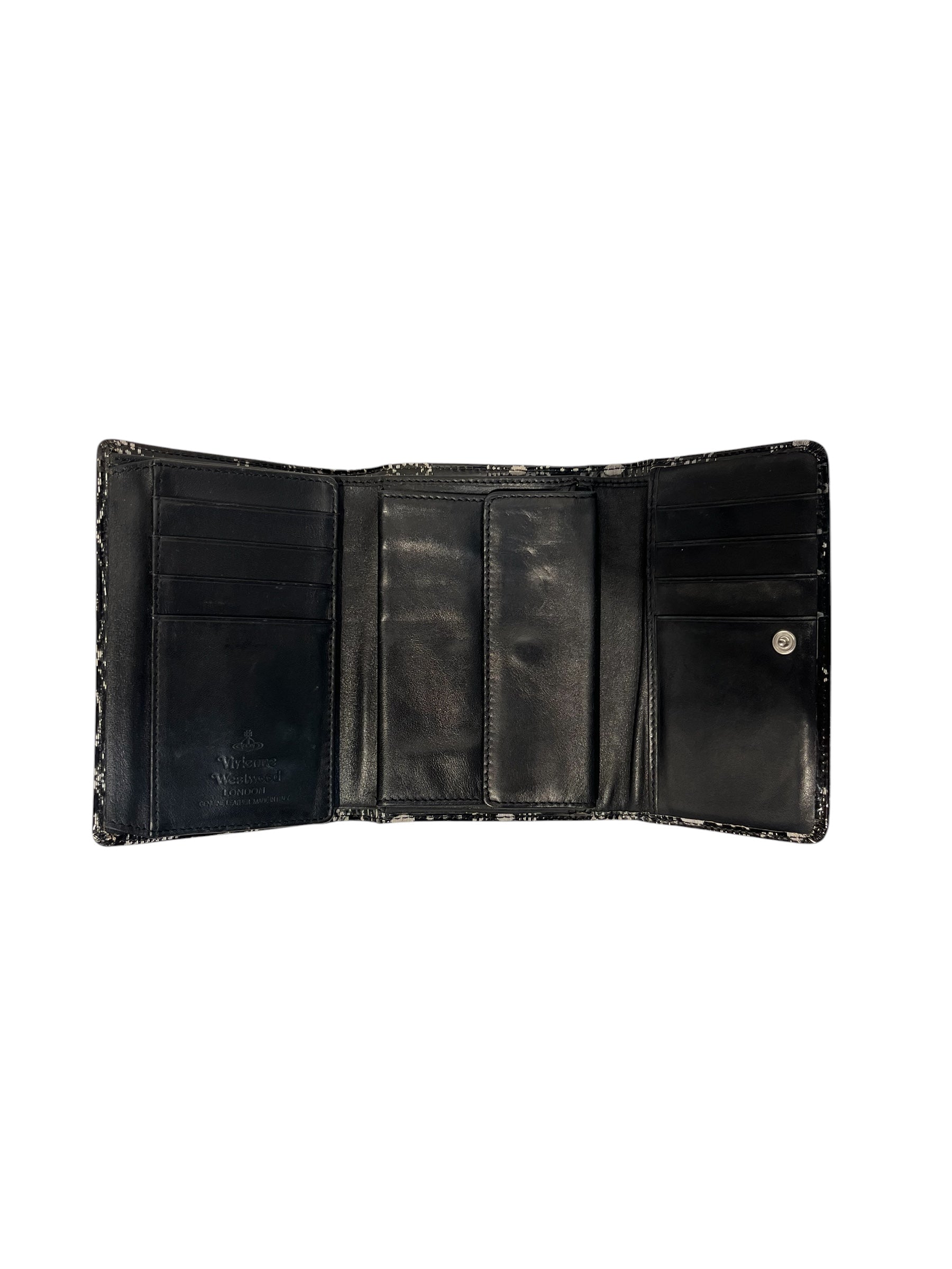 Vivienne Westwood/Trifold Wallet/Monogram/Leather/BLK/ view 2