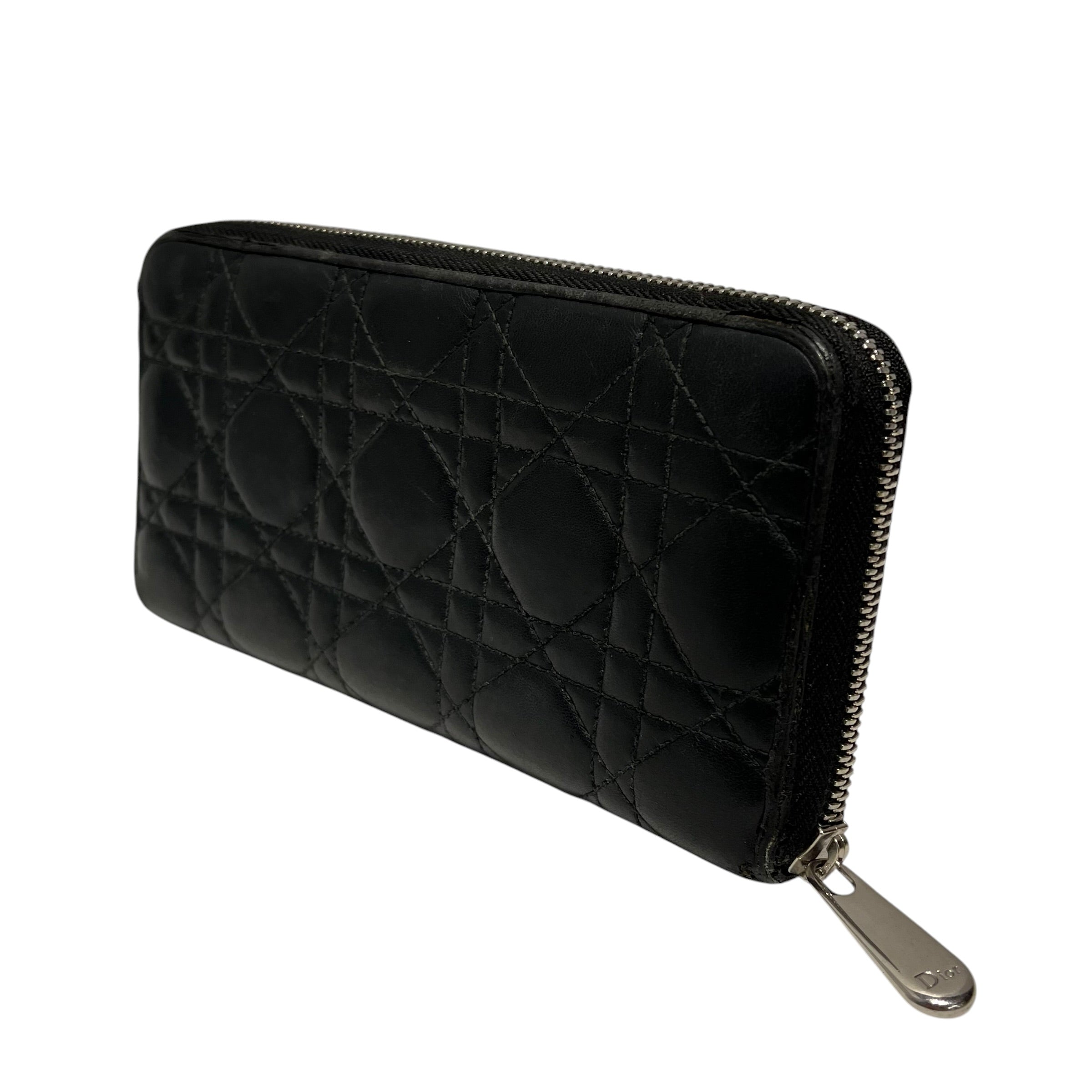 Christian Dior/Long Wallet/Leather/BLK/LADY DIOR VOYAGEUR 02-LU-0039 view 1