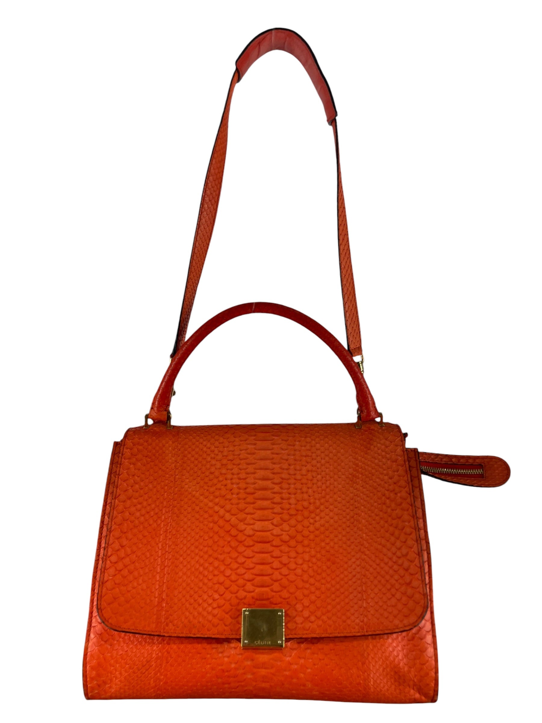 CELINE/Bag/Animal Pattern/Leather/ORN/BRIGHT ORANGE SNAKESKIN BAG view 1