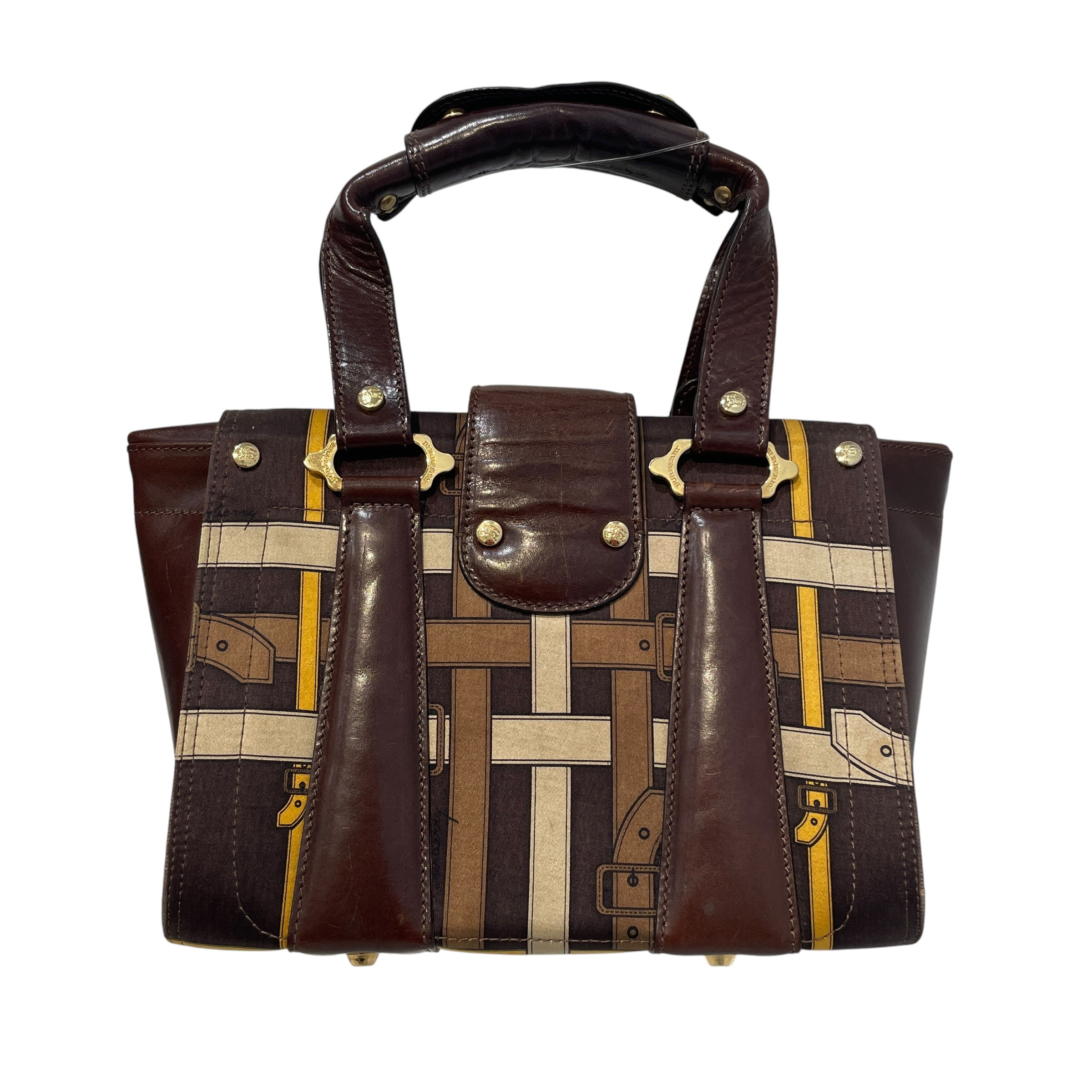 BURBERRY/Hand Bag/All Over Print/Leather/BRW/Two Handle Satchel Lock & Key view 2