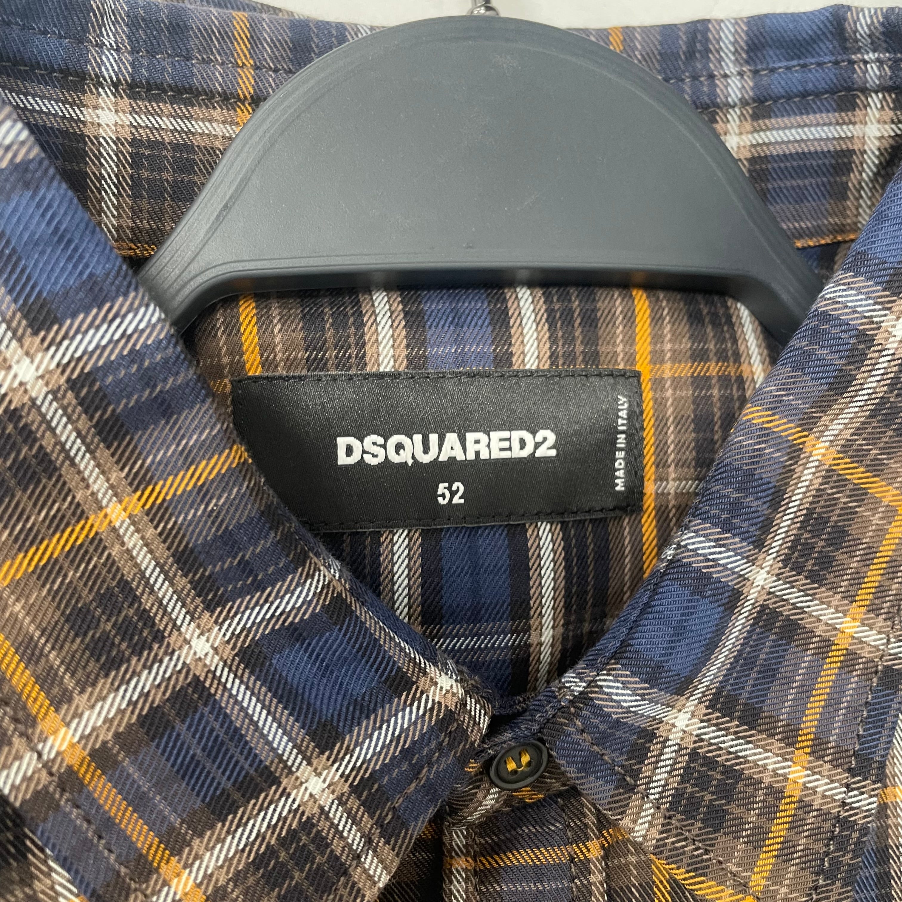 DSQUARED2/Flannel Shirt/52/Cotton/BLU/Plaid/BLUE WHITE ORANGE FLANNEL view 3