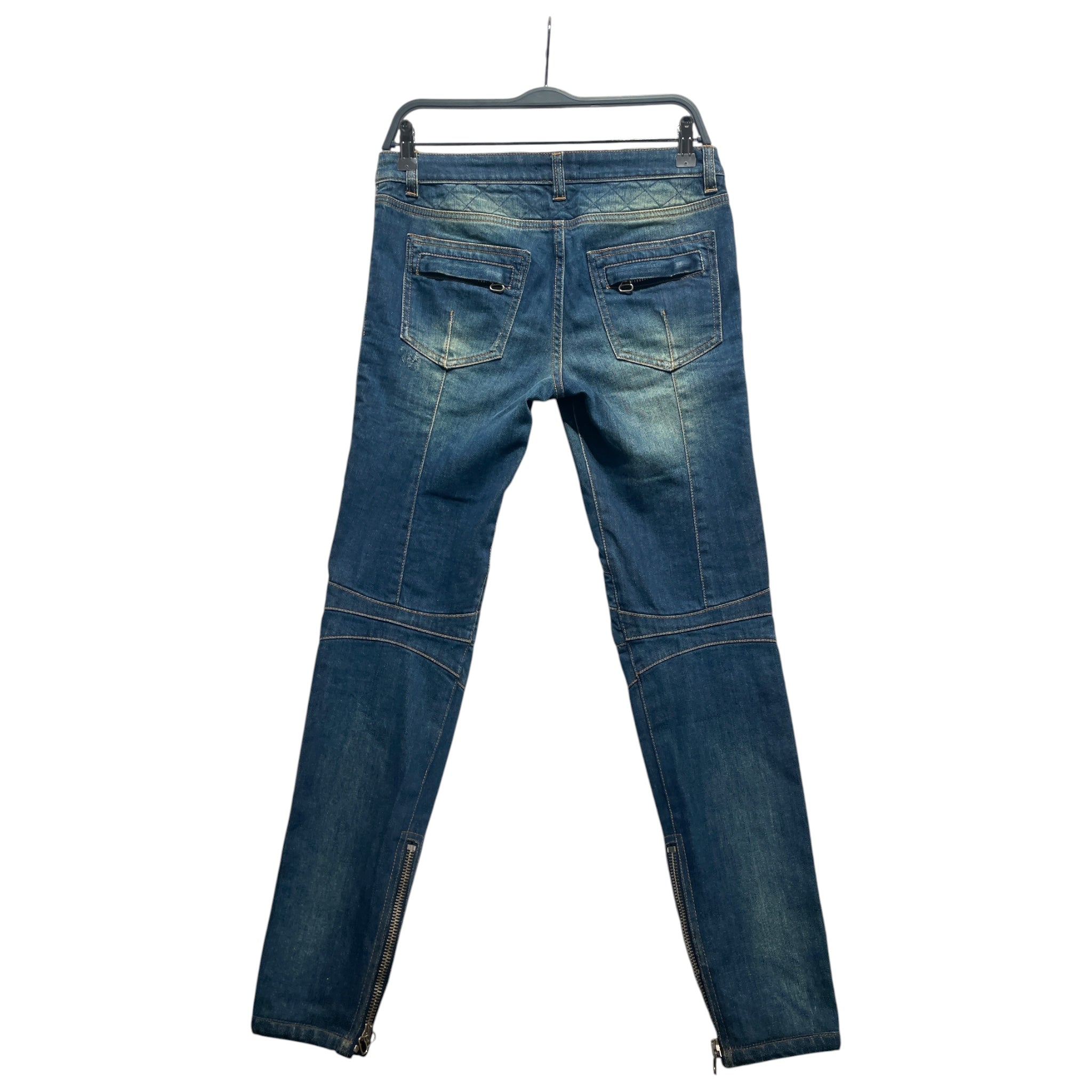 BALMAIN/Skinny Pants/38/Denim/BLU/Quilted Biker Skinny Jeans view 2