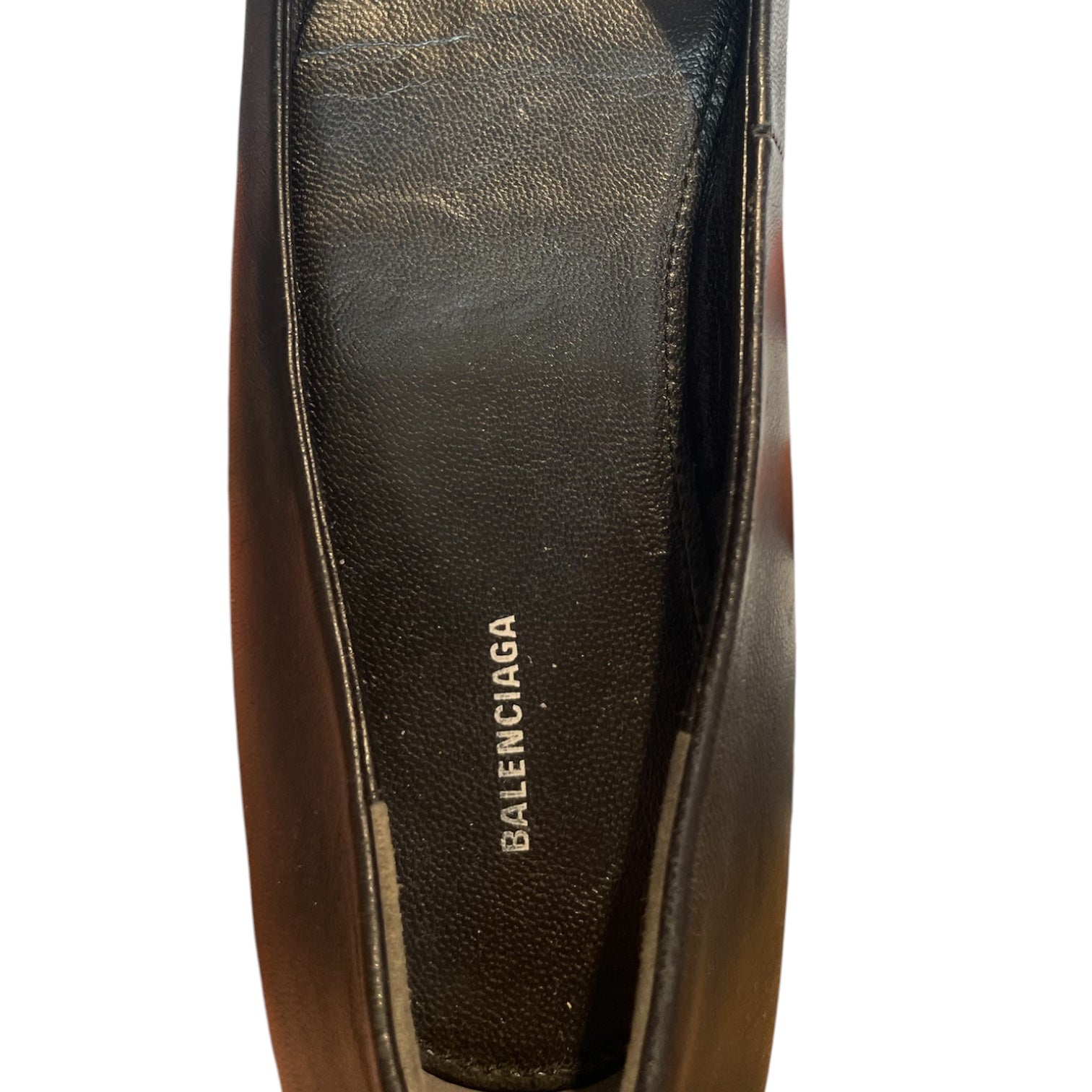 BALENCIAGA/Flat Shoes/EU 36.5/Leather/BLK/POINTED TOE/LOGO FLATS view 3
