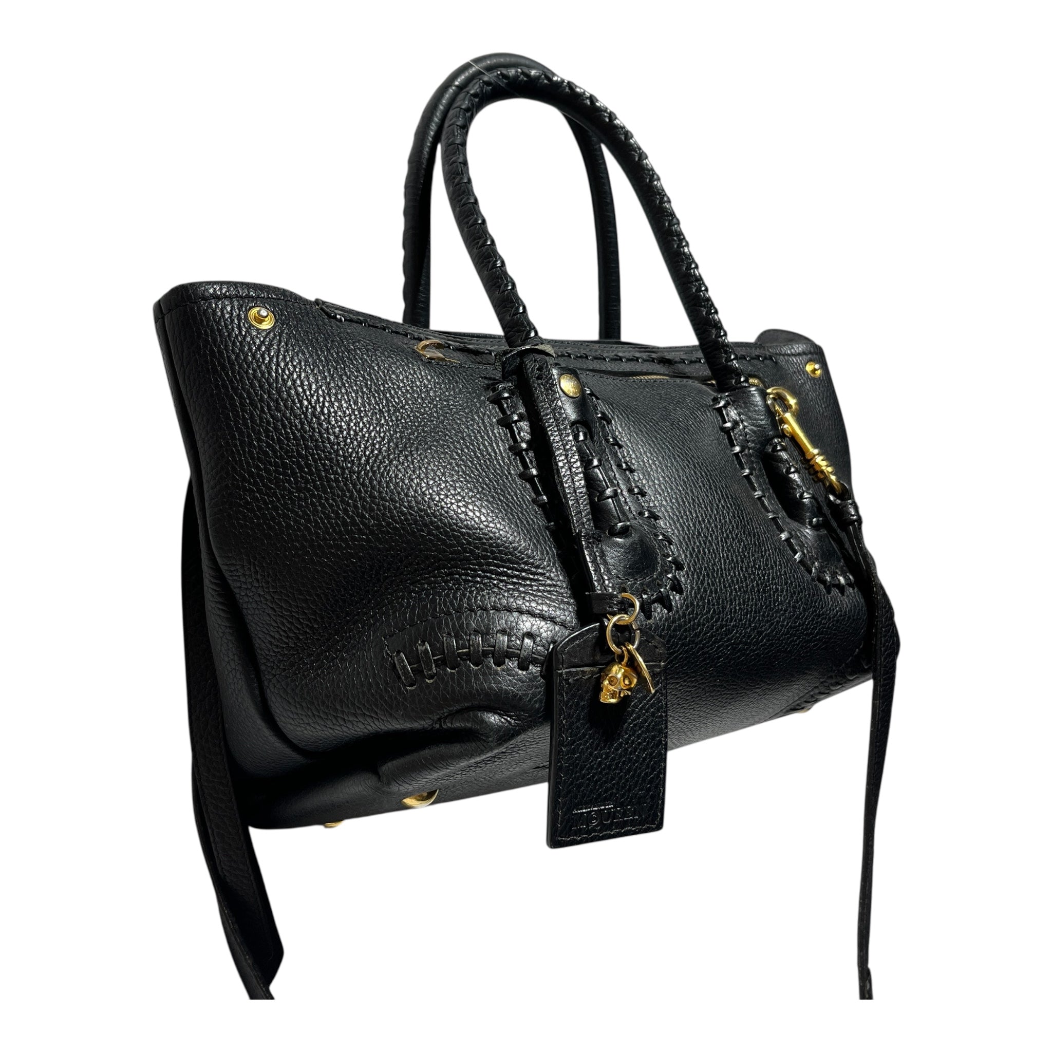 Alexander McQueen/Cross Body Bag/Leather/BLK/WHIPSTICHED FOLK TOTE view 3