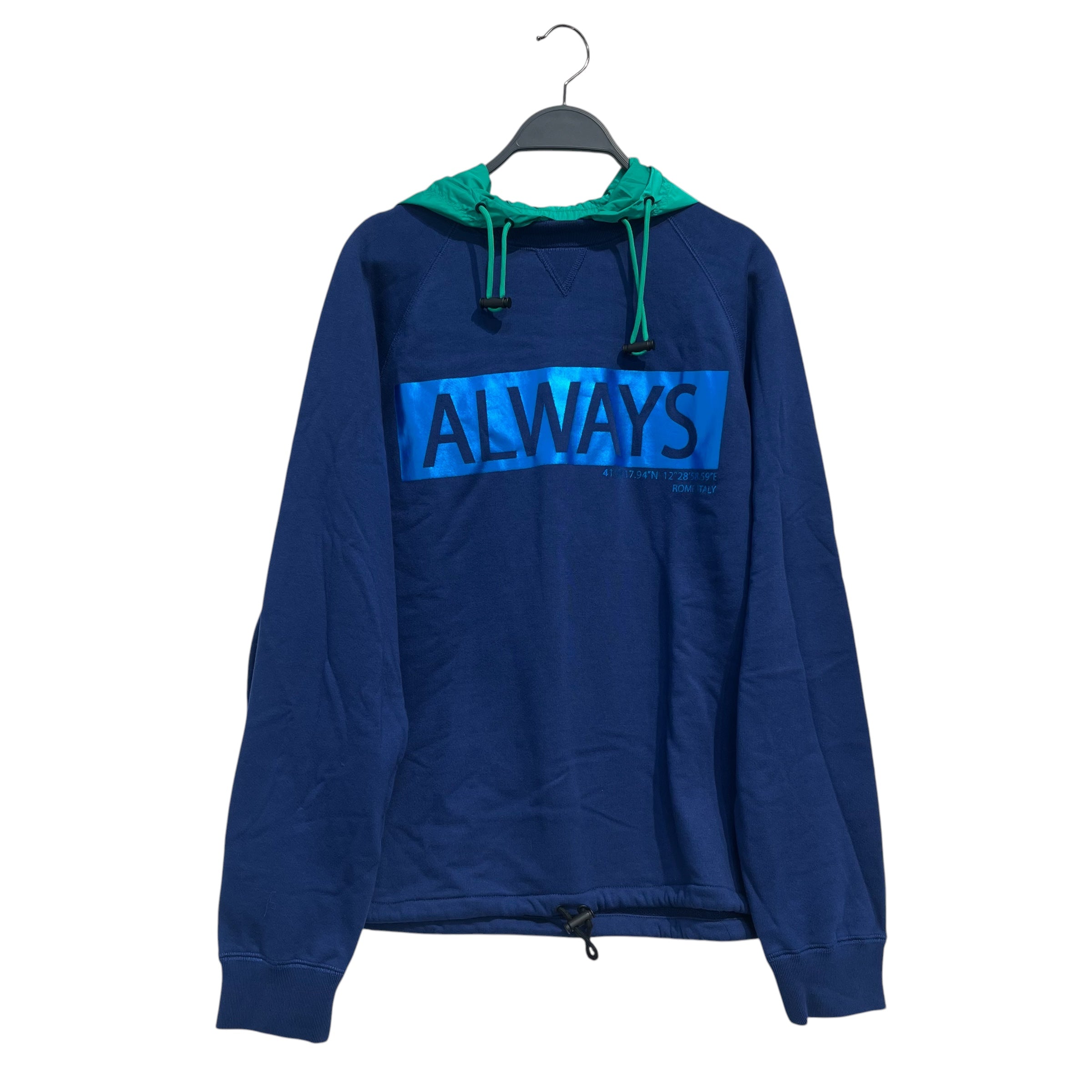 VALENTINO GARAVANI/Hoodie/L/Cotton/BLU/ALWAYS/ GRN BUTTON HOOD view 1