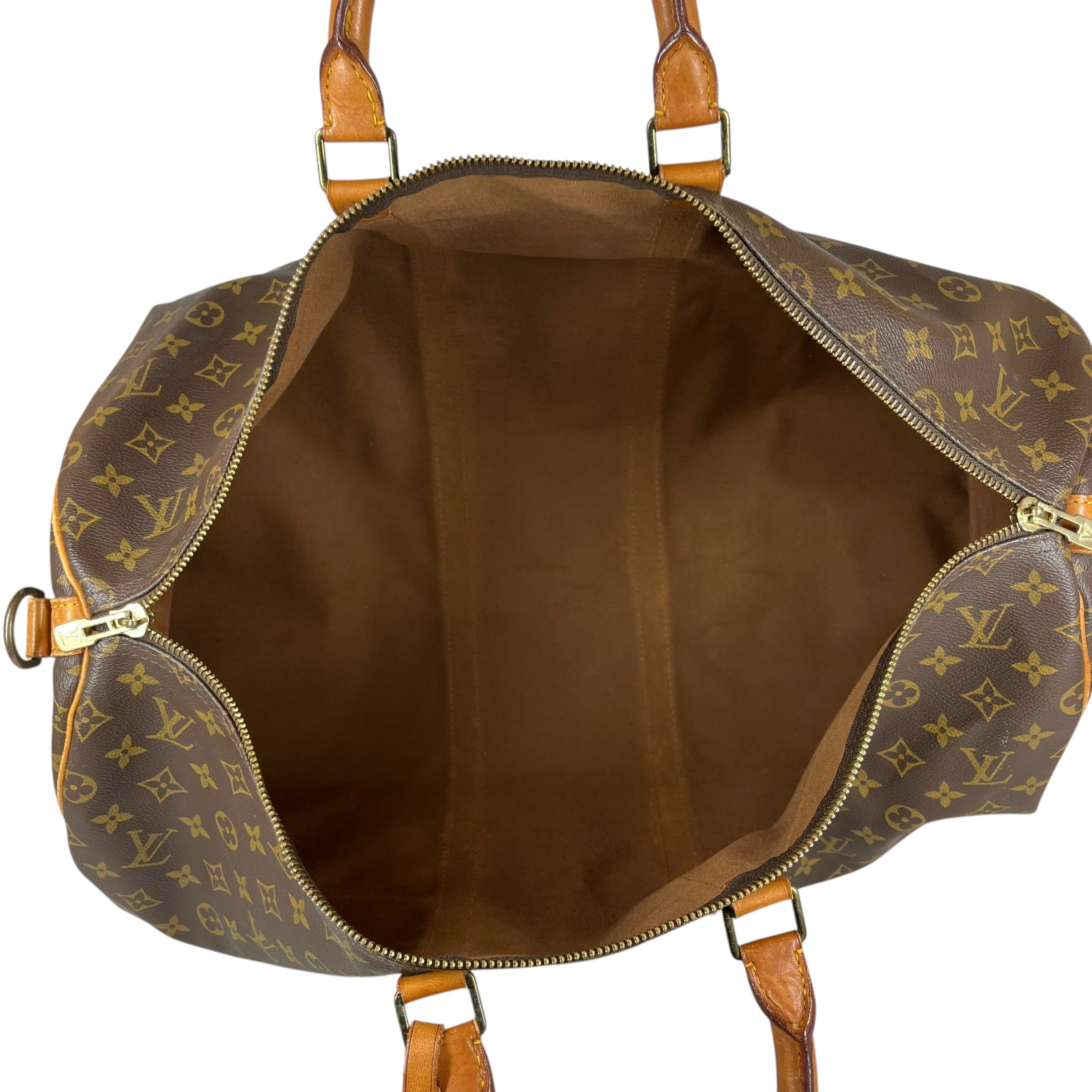 LOUIS VUITTON/Bag/Monogram/Leather/BRW/keepall travel bag view 4