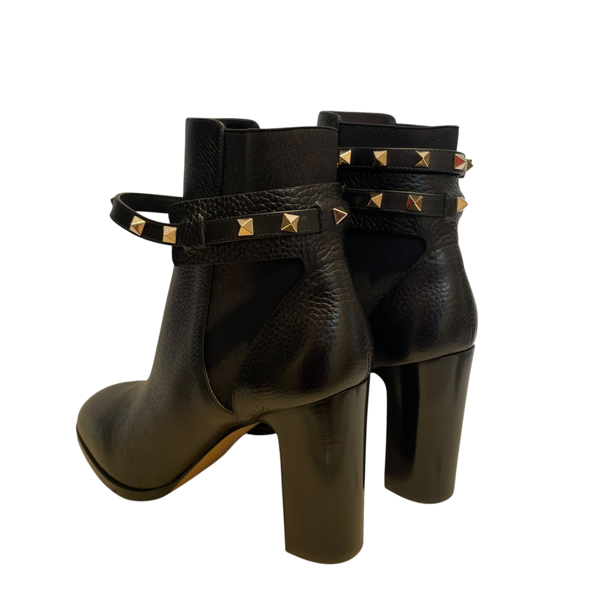 VALENTINO GARAVANI/Booties/EU 40/Leather/BLK/rockstud buckle booties view 2
