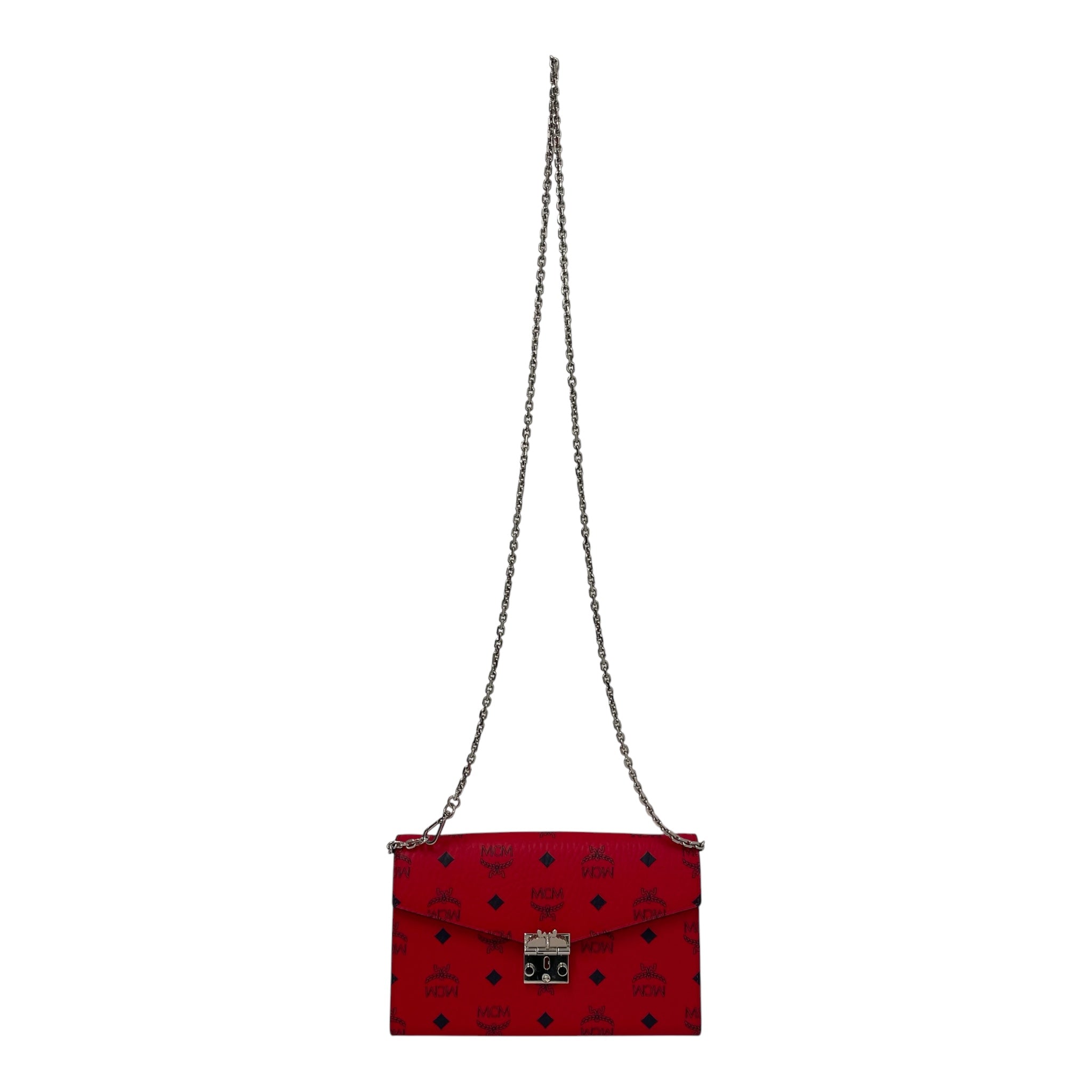 MCM/Cross Body Bag/Monogram/Leather/RED/slvr hrdwr small envelope view 1