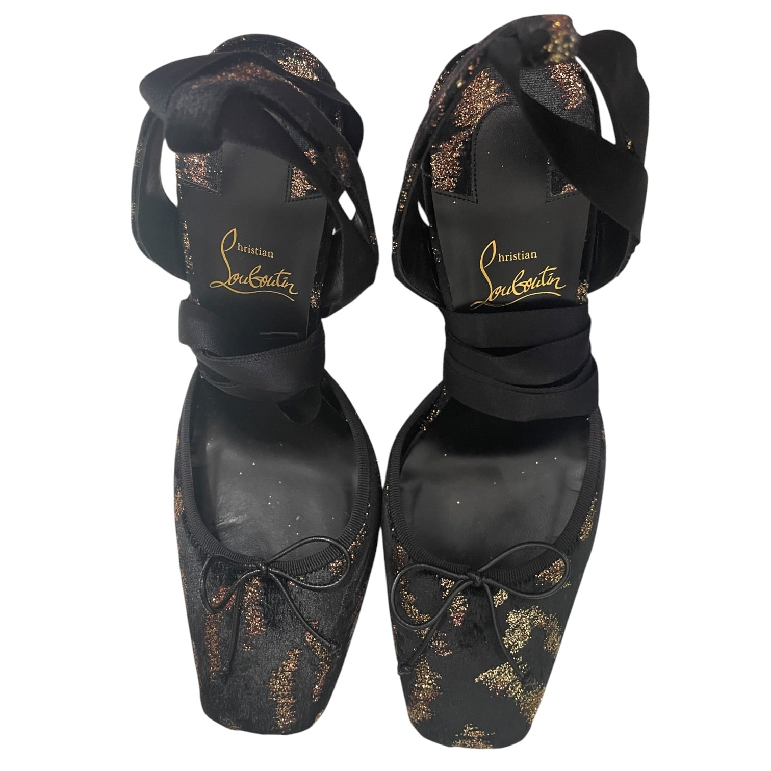 Christian Louboutin/Heels/EU 41/Leopard/BLK/Ankle Strap/CASSIA LACE UP GLITTER VELVET view 3
