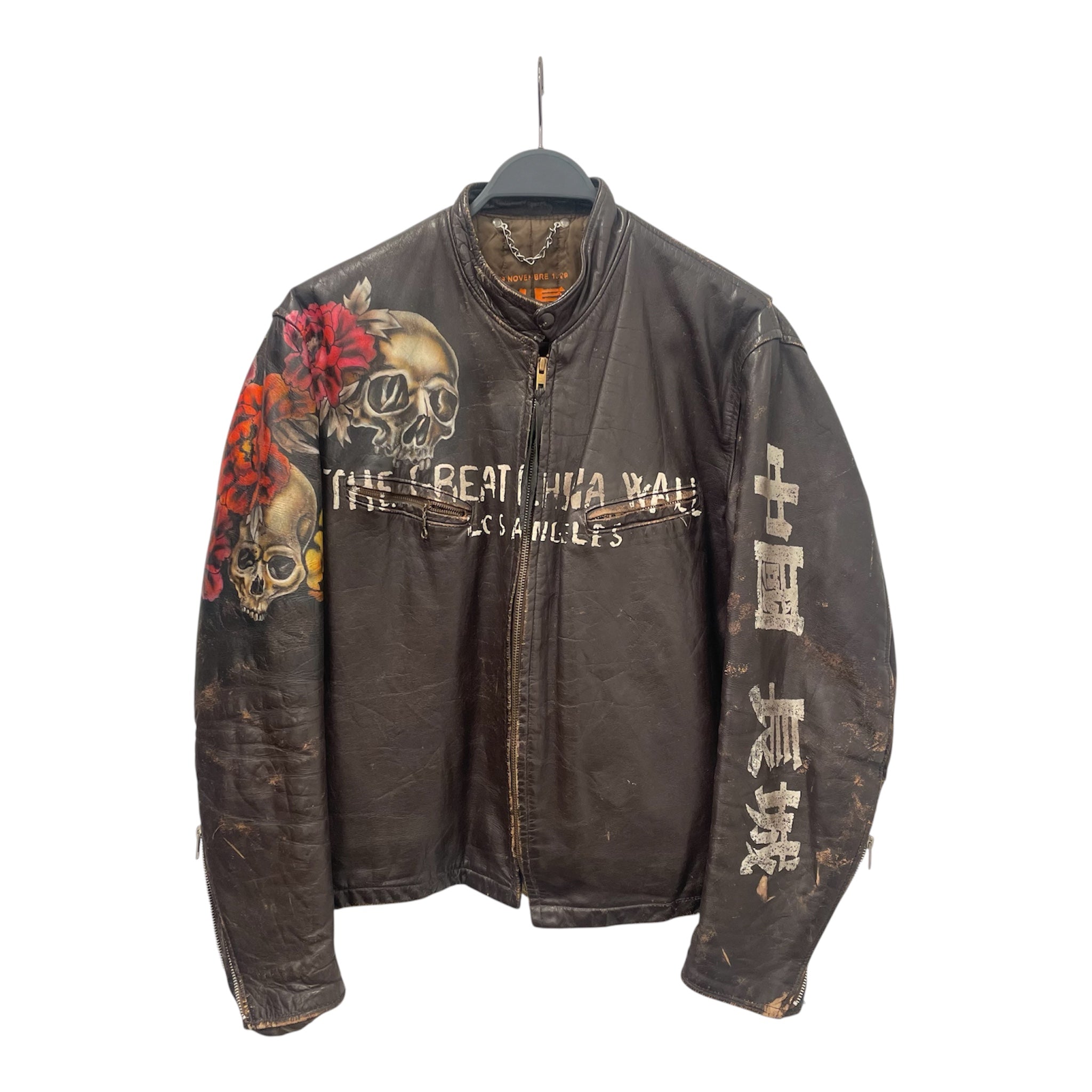 CHINA WALL/Leather Jkt/Leather/BRW/All Over Print/SKULL WITH ROSES view 1