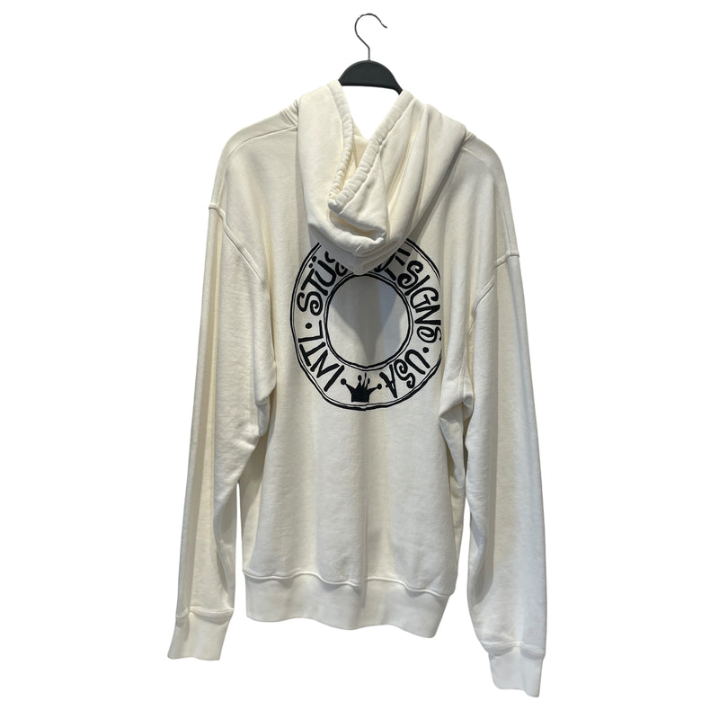 STUSSY/Hoodie/L/Cotton/WHT/Pullover/CIRCLE DESIGN ON BACK