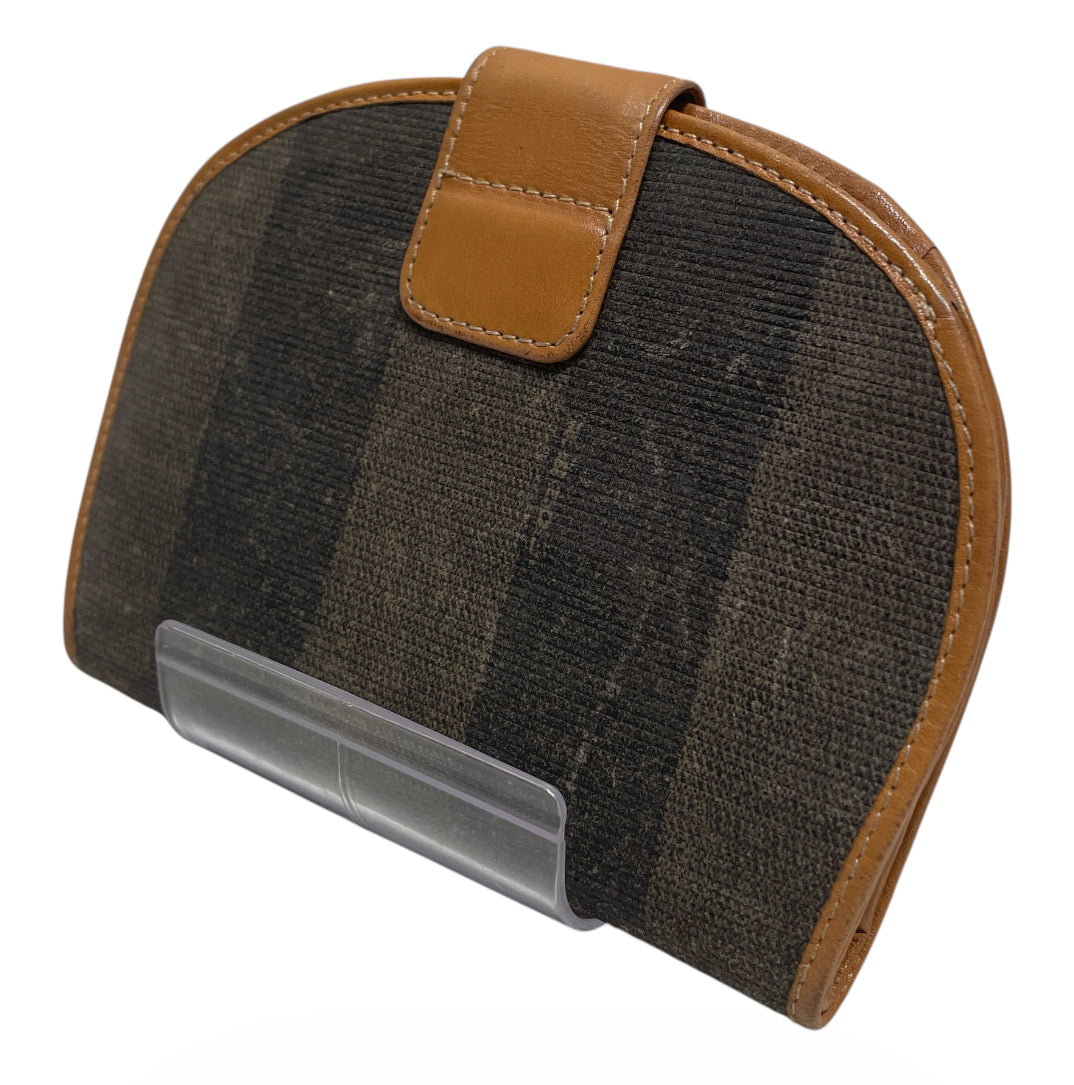 FENDI/Bifold Wallet/Stripe/Cotton/BRW/M's/SEMICIRCLE BUTTON CLOSURE view 2