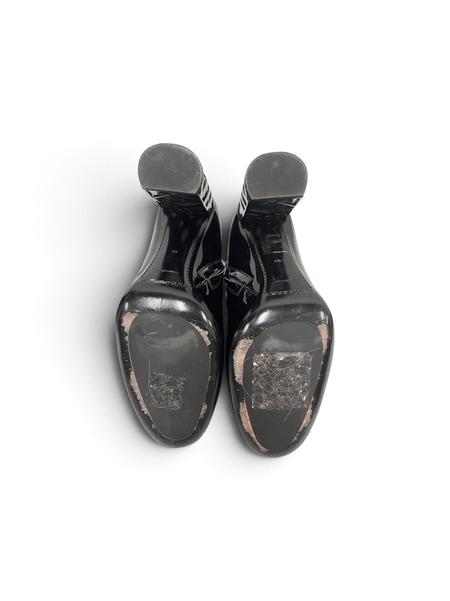 BURBERRY LONDON/Rain Boots/EU 38/Leather/BLK/Patent/KENNARD CAGE PATENT LEATHER view 3