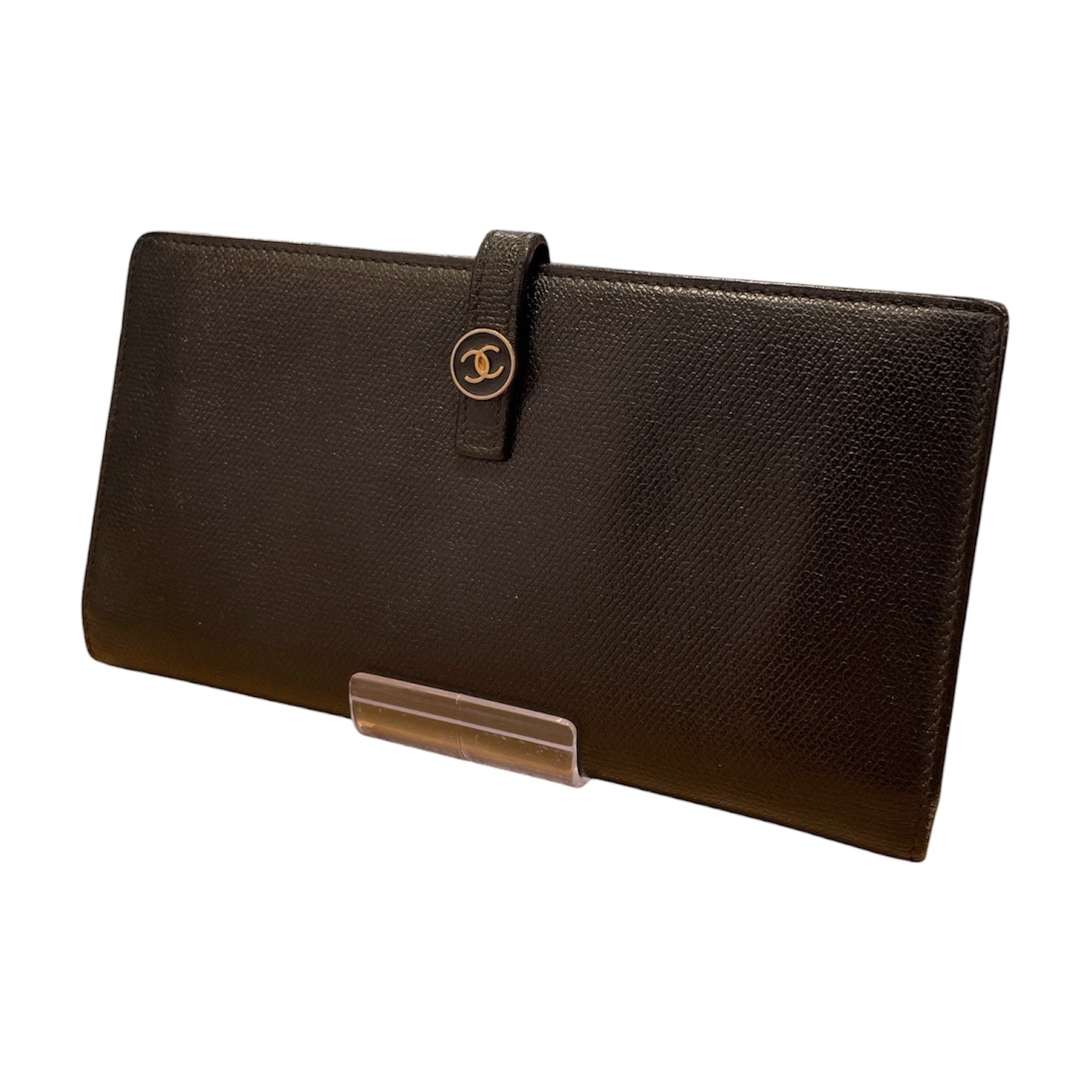 CHANEL/Long Wallet/Lambskin/BLK/CALFSKIN CC BUTTON WALLET view 1