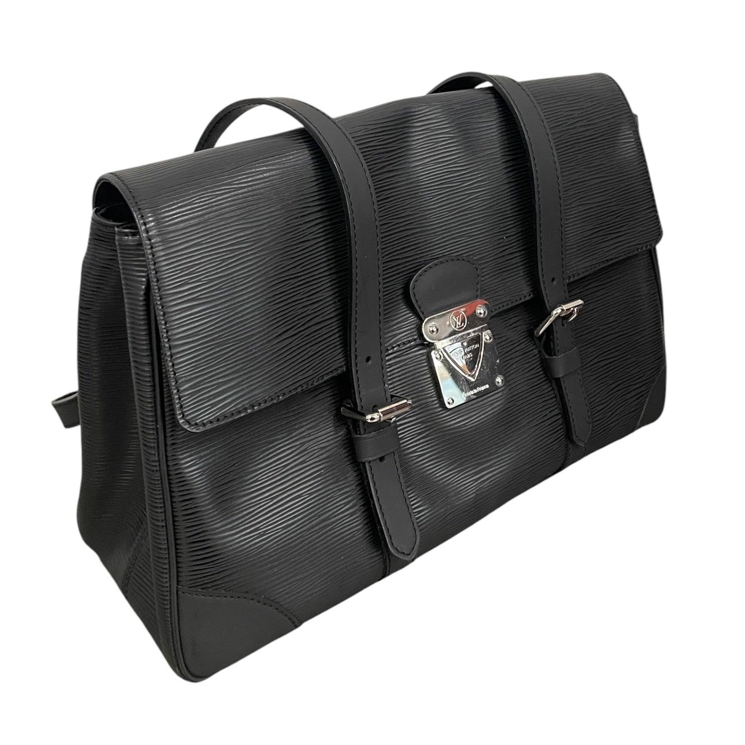 LOUIS VUITTON/Hand Bag/Leather/BLK/Black Epi Segur MM Bag view 6