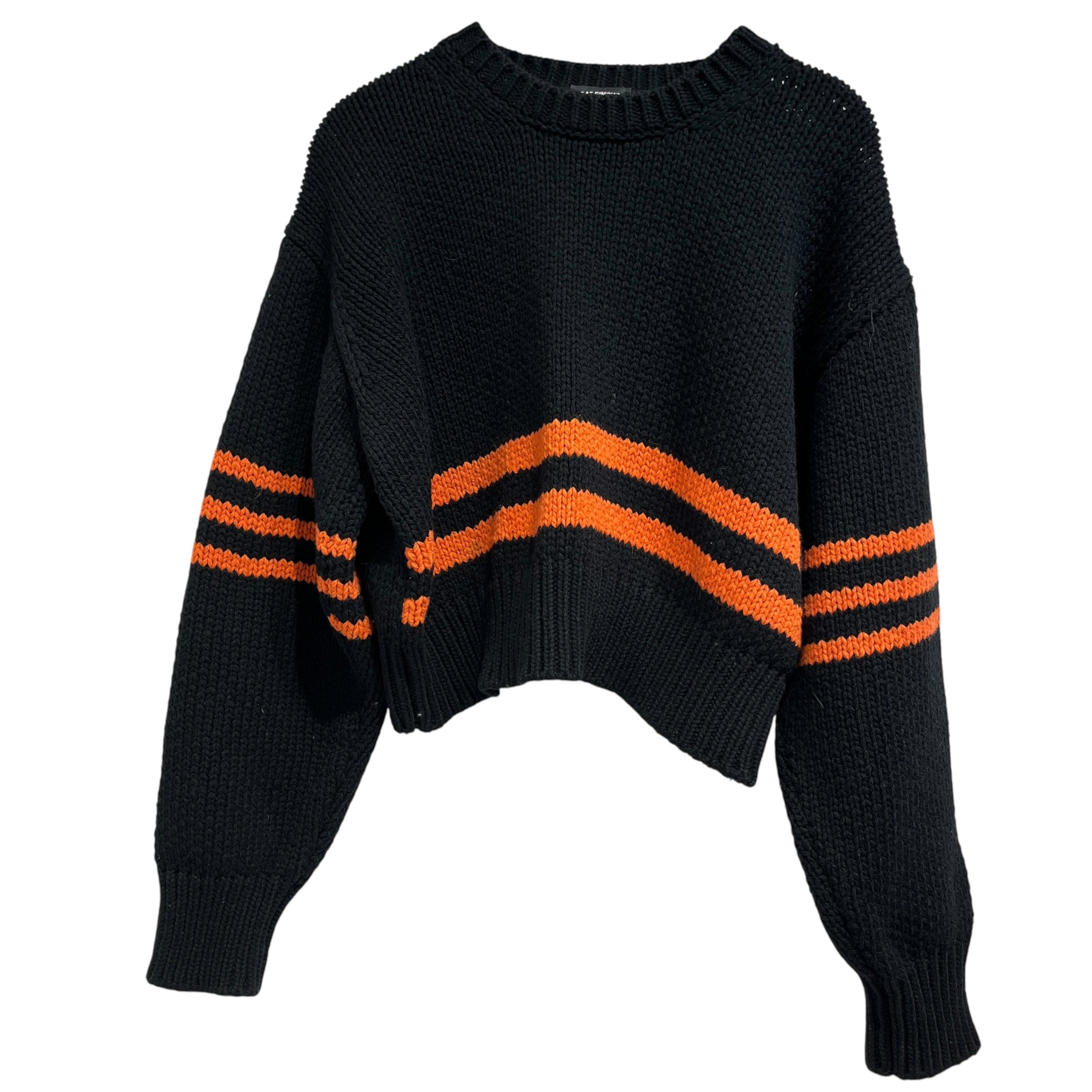 RAF SIMONS/Sweater/XL/Wool/BLK/Oversize/Orange Stripes view 1