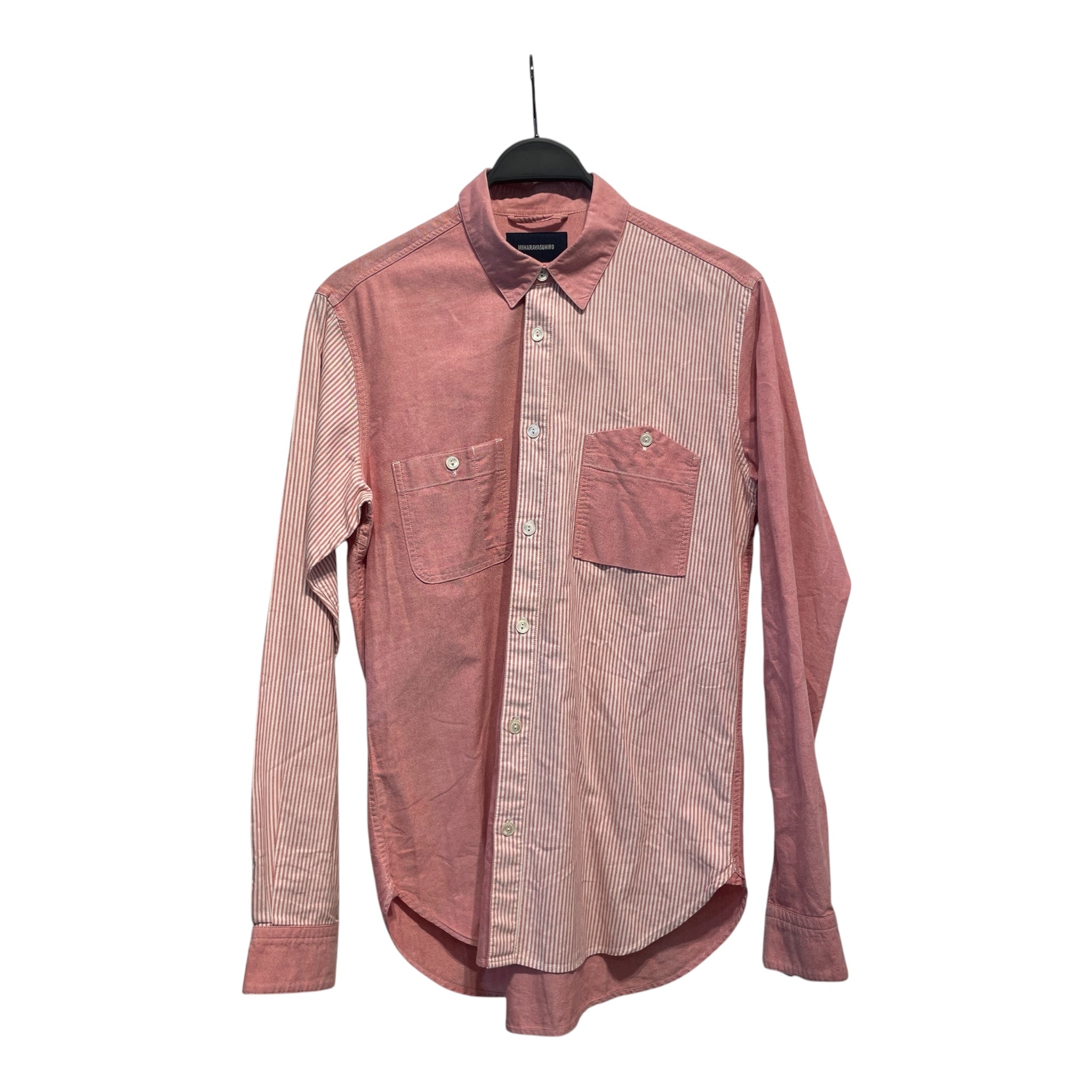 MIHARA YASUHIRO/LS Shirt/50/Cotton/RED/HALF STRIPE view 1