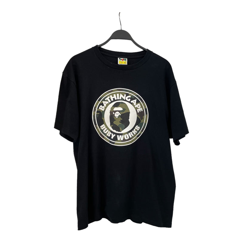 BAPE/T-Shirt/XL/Cotton/BLK/Graphic/busy works tee