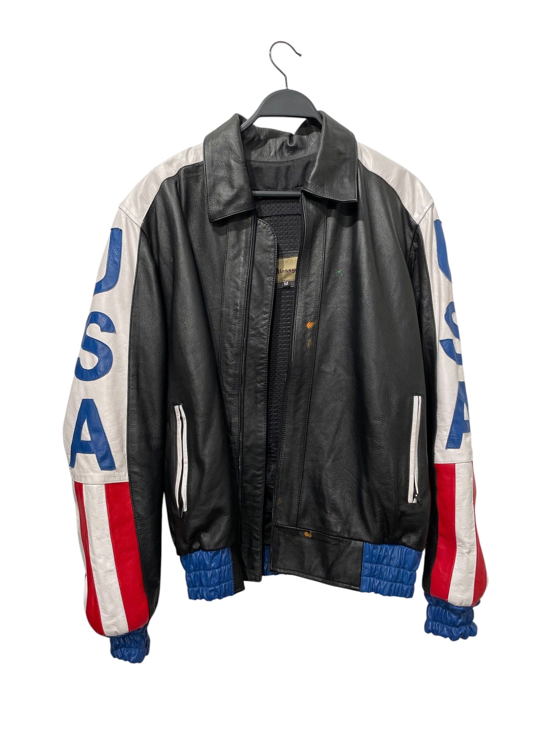 Vintage/Leather Jkt/M/Leather/BLK/All Over Print/USA ALL OVER view 1