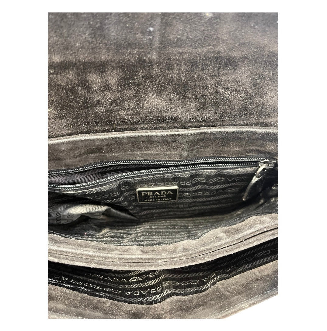 PRADA/Hand Bag/Suede/BLK/PRADA BLACK SUEDE BAG view 4
