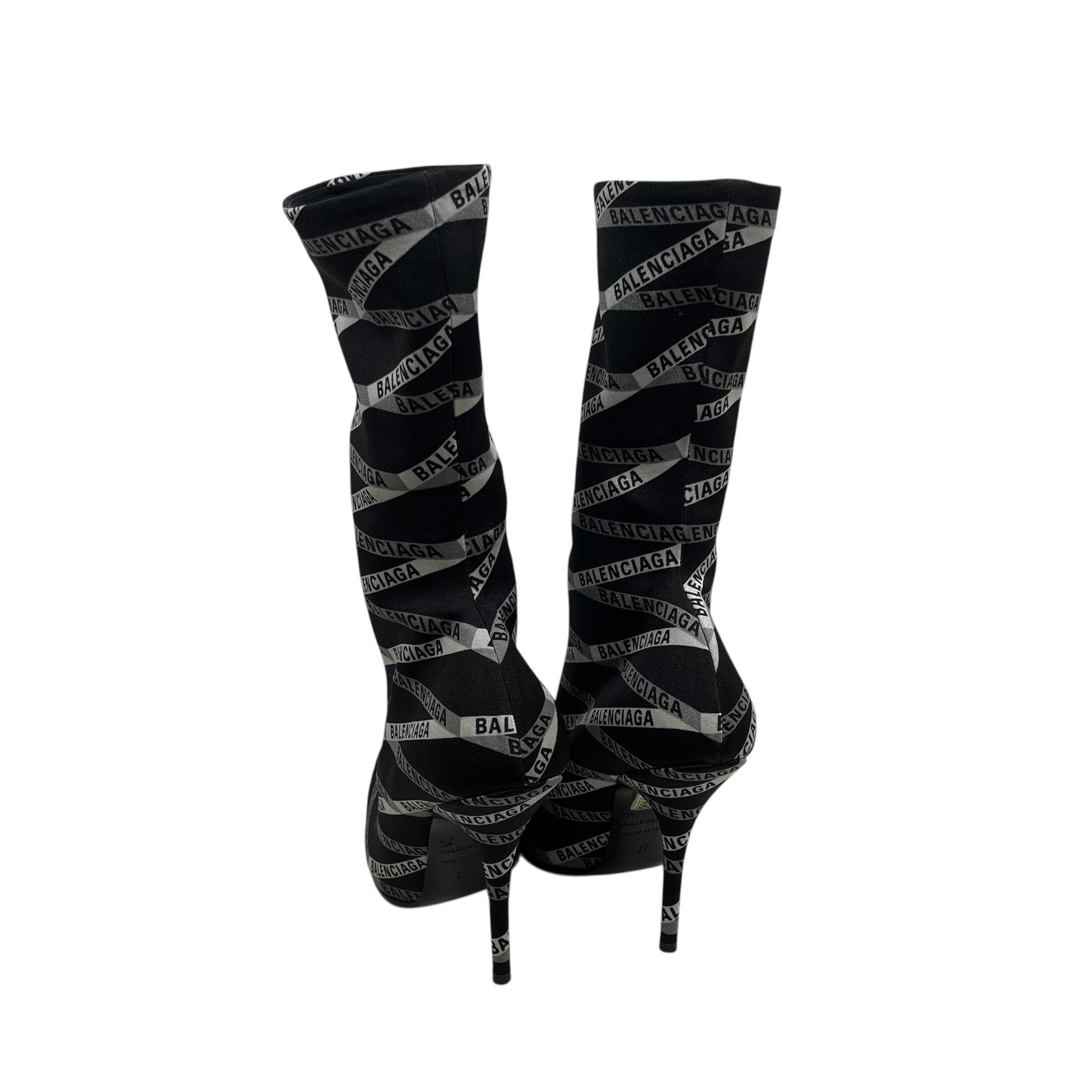 BALENCIAGA/Heels/EU 37/Monogram/BLK/SOCK BOOTS view 2