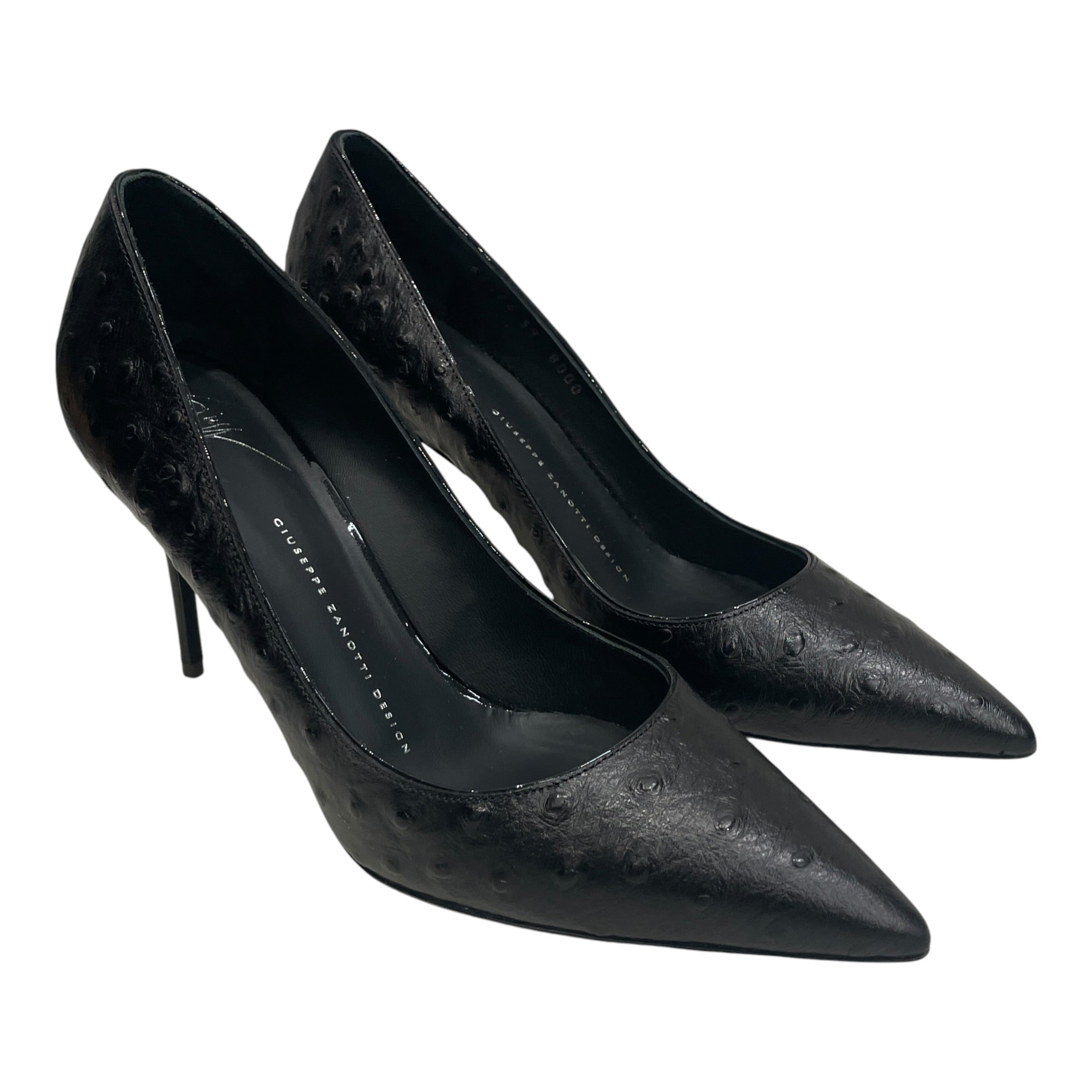 GIUSEPPE ZANOTTI DESIGN/Heels/EU 39/Leather/BLK/OSTRICH LEATHER HEELS view 1