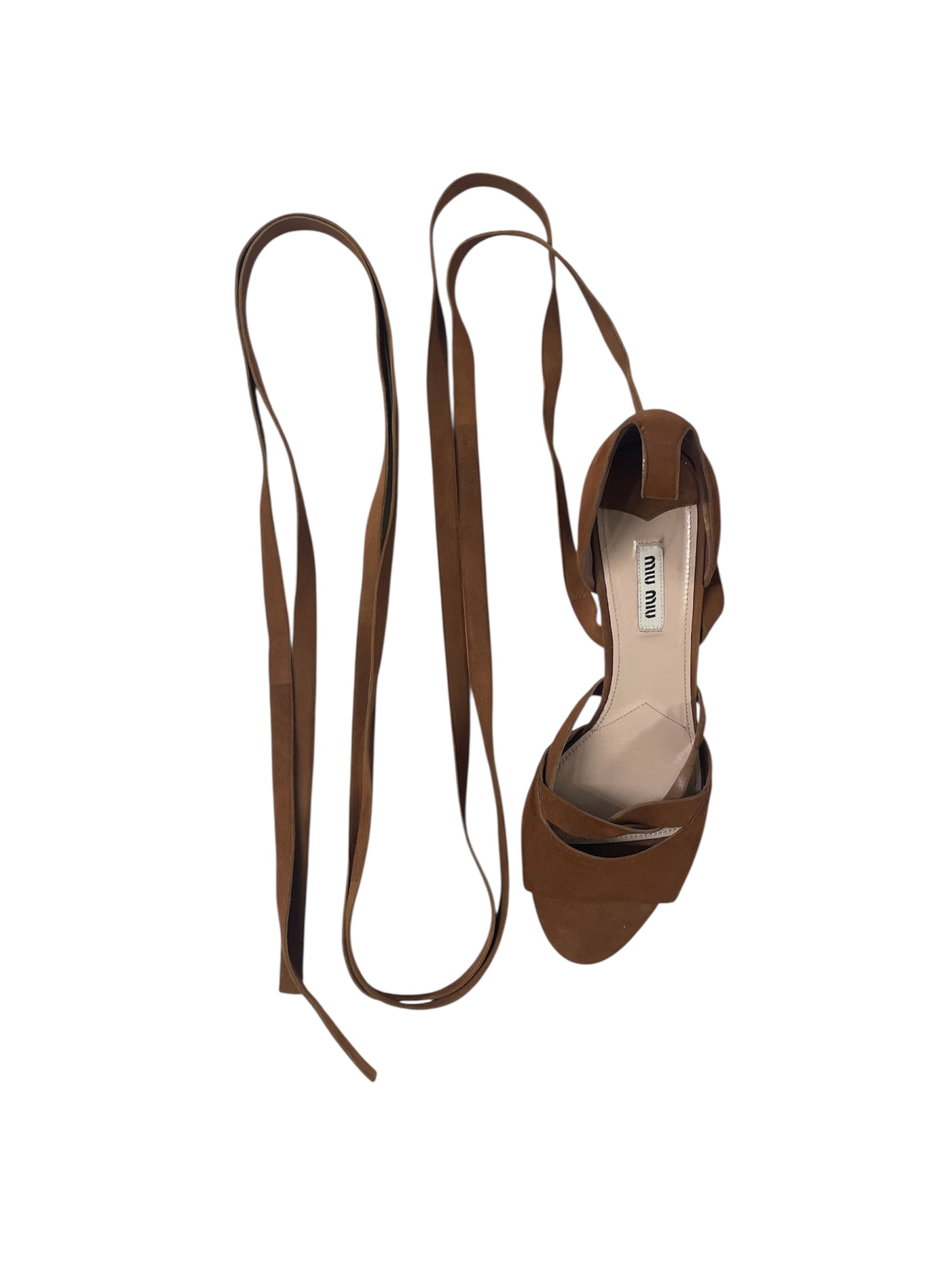 MIU MIU/Heels/EU 39.5/Leather/BRW/LONG STRAPS view 4