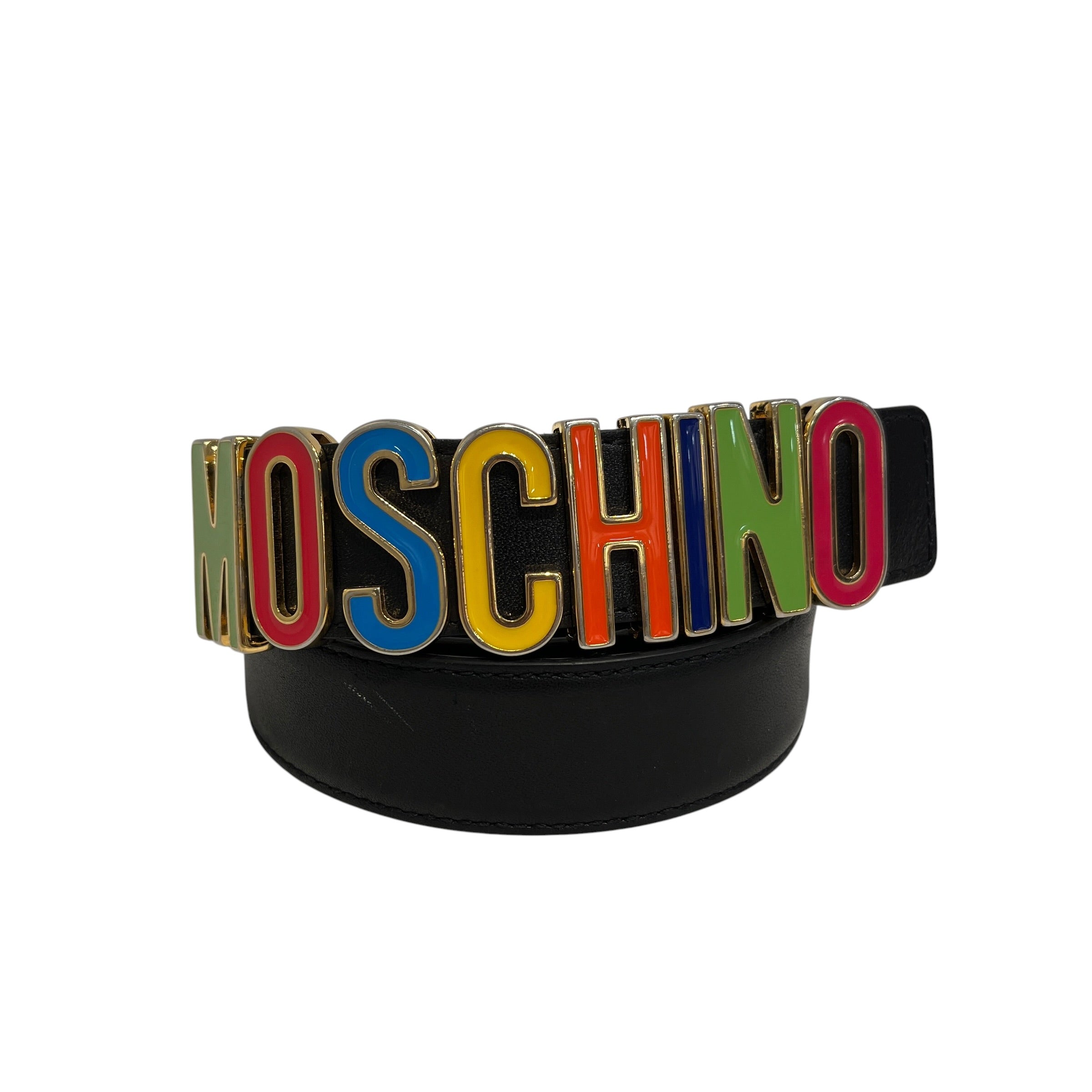 MOSCHINO/Belt/Leather/BLK/M's/Rainbow Logo view 1
