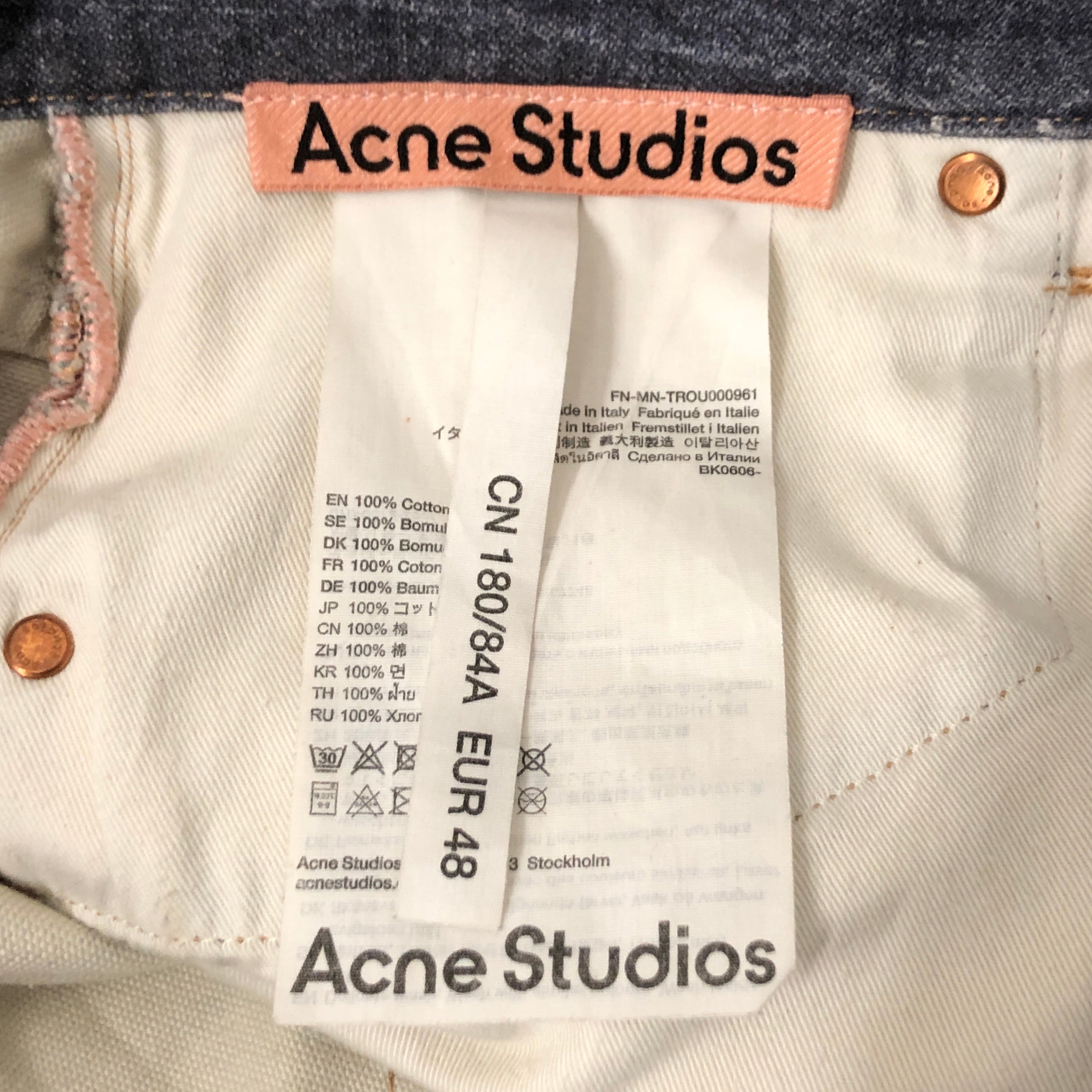 Acne Studios/Straight Pants/48/Denim/BLU/All Over Print/3D printed chaps view 3