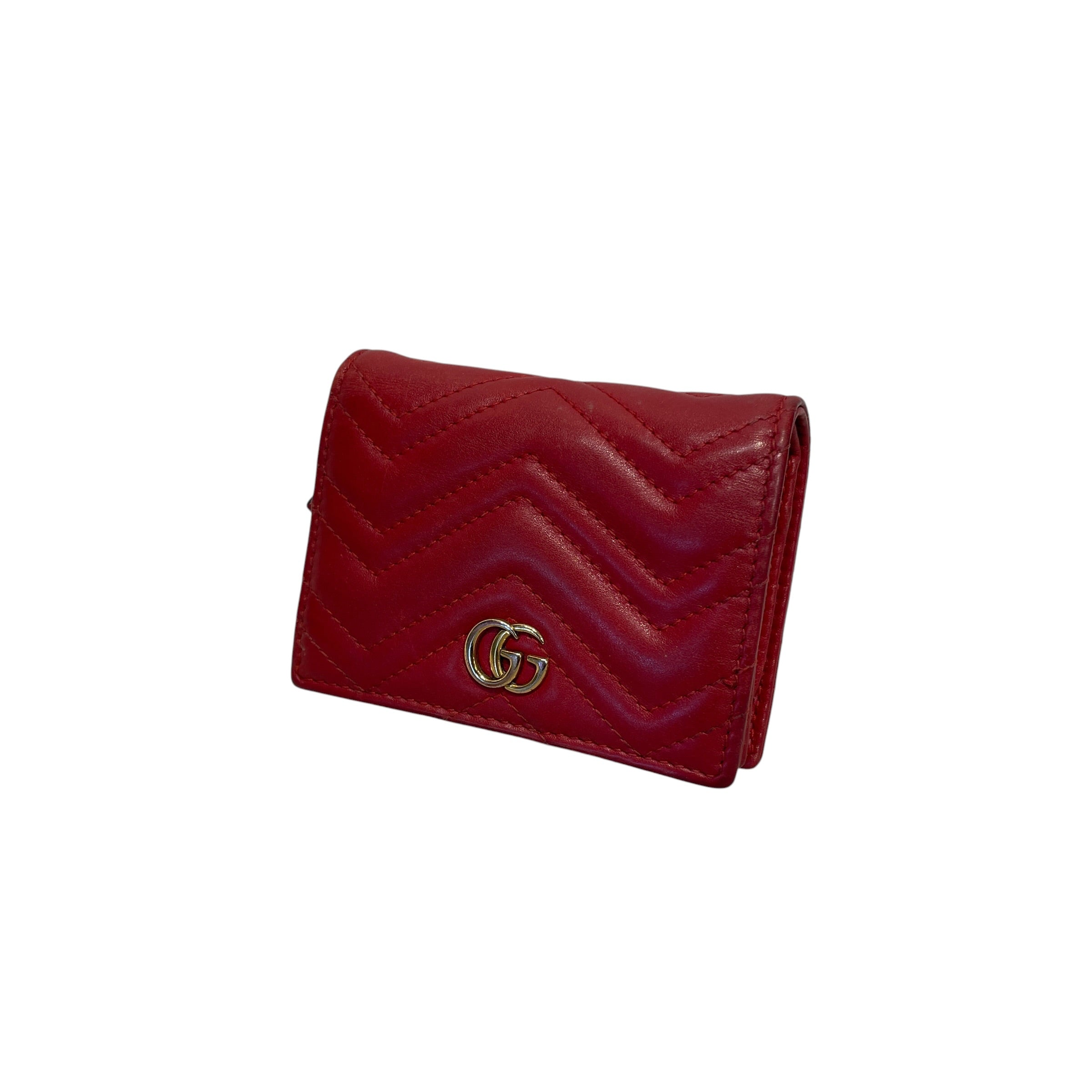 GUCCI/Trifold Wallet/Leather/RED/L's/GG MARMONT view 1