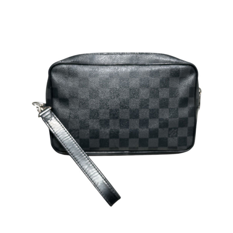 LOUIS VUITTON/Clutch Bag/Hombre Check/Leather/BLK/SR2156