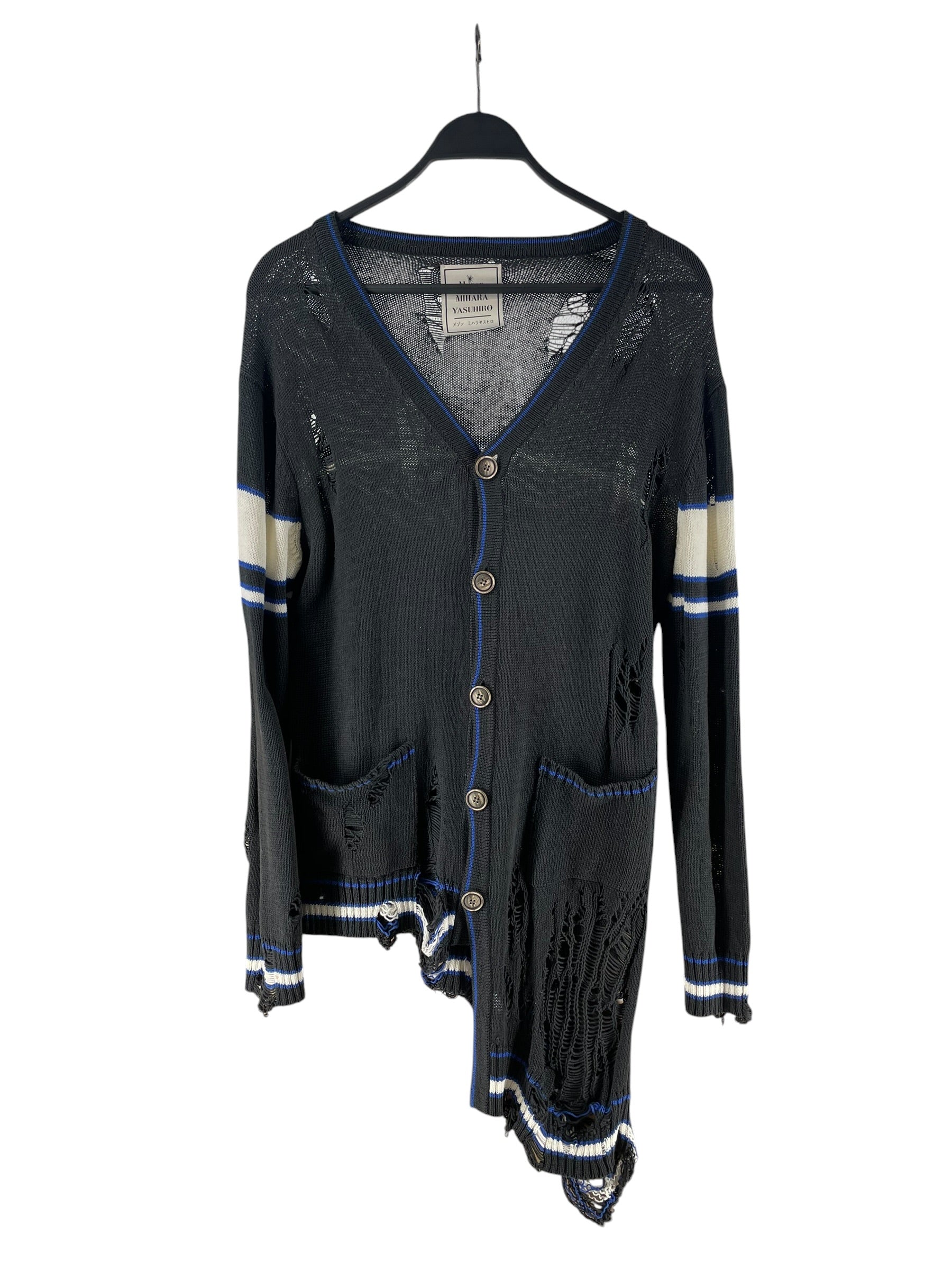 MIHARA YASUHIRO/Cardigan/L/Cotton/BLK/81523535 Distressed Cardigan view 1