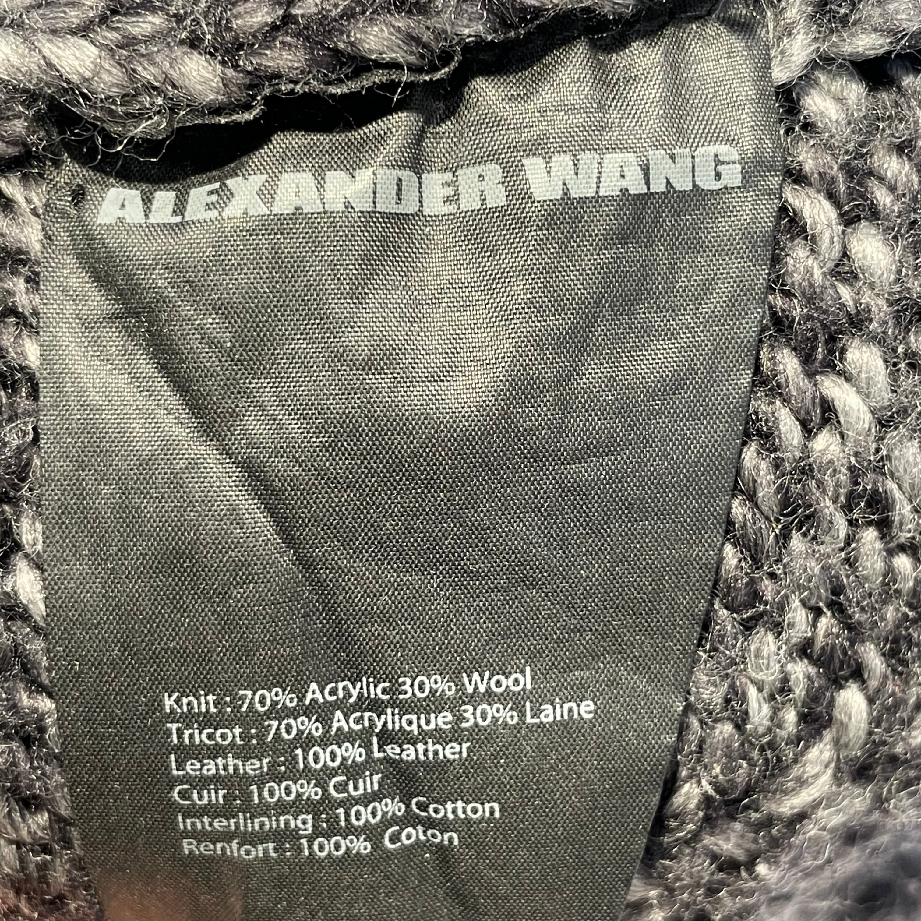 Alexander Wang/Sweater/XS/Wool/GRY/TWILL SWEATER W/ LEATHER SLVS view 5