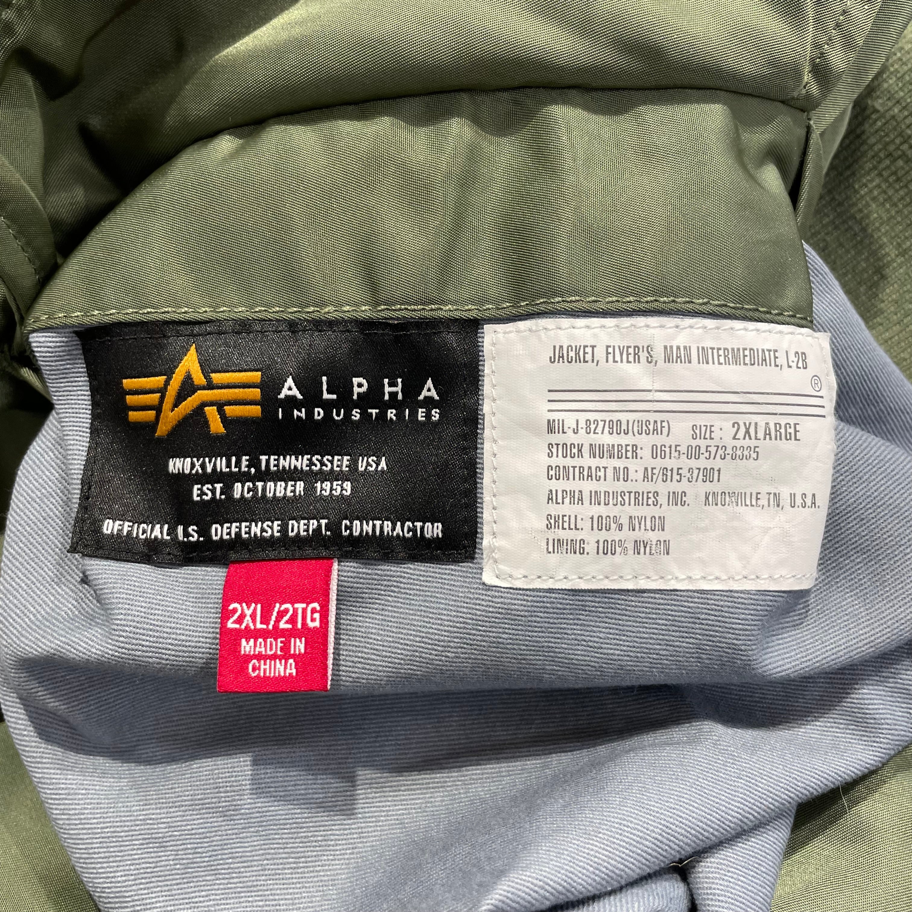 ALPHA INDUSTRIES/Flight Jkt/XXL/Nylon/GRN/BOMBER view 3