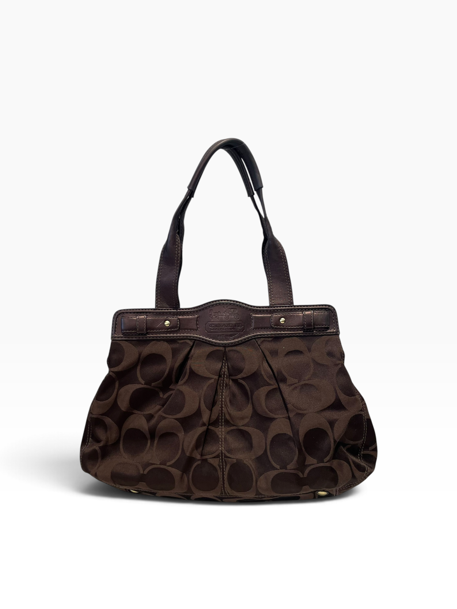 COACH/Bag/Monogram/Cotton/BRW/c pleated garnet turnlock view 1