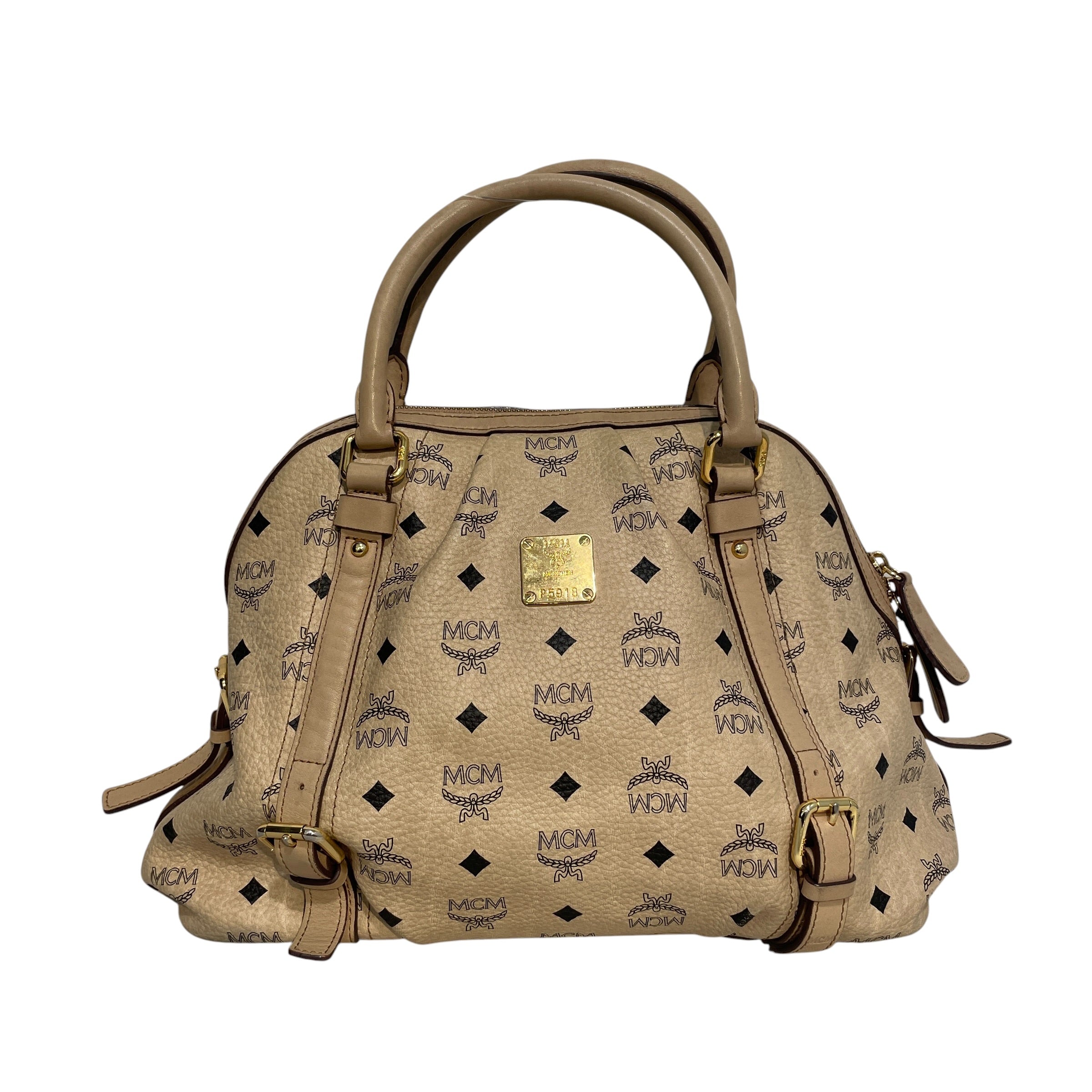 MCM/Clutch Bag/Leather/BRW/Leather handle bag monogram view 1
