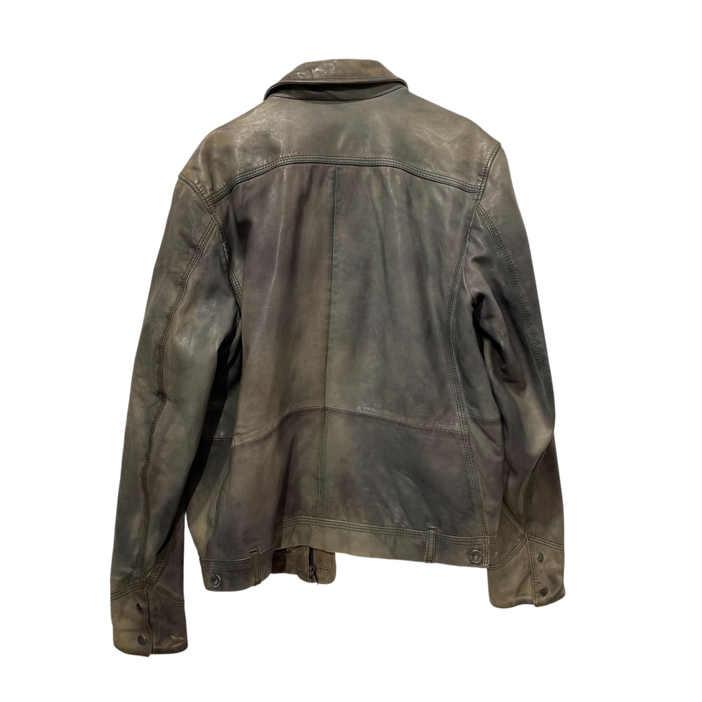 DIESEL/Leather Jkt/L/Leather/GRN/faded green view 2