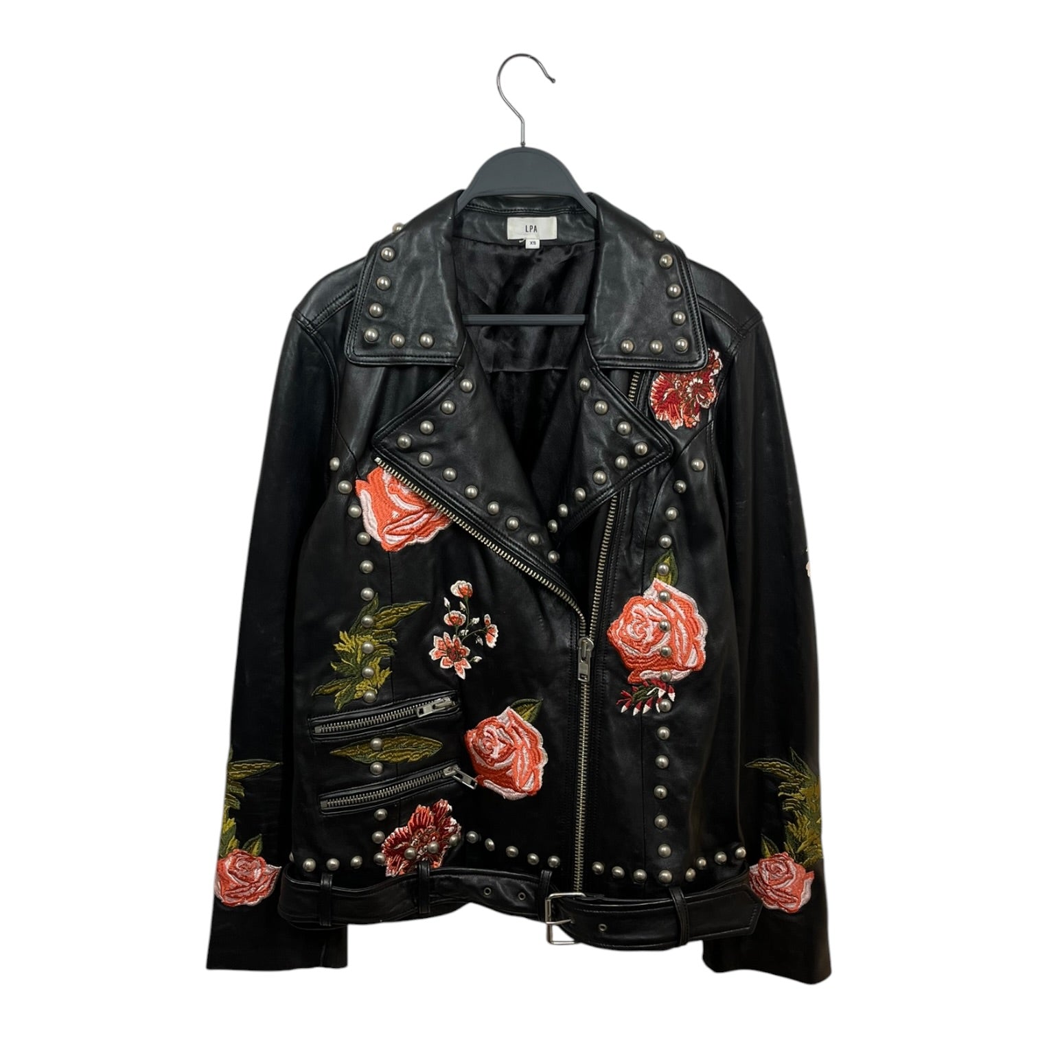 LPA/Leather Jkt/XS/Floral Pattern/Leather/BLK/STUDDED ROSE JKT view 1