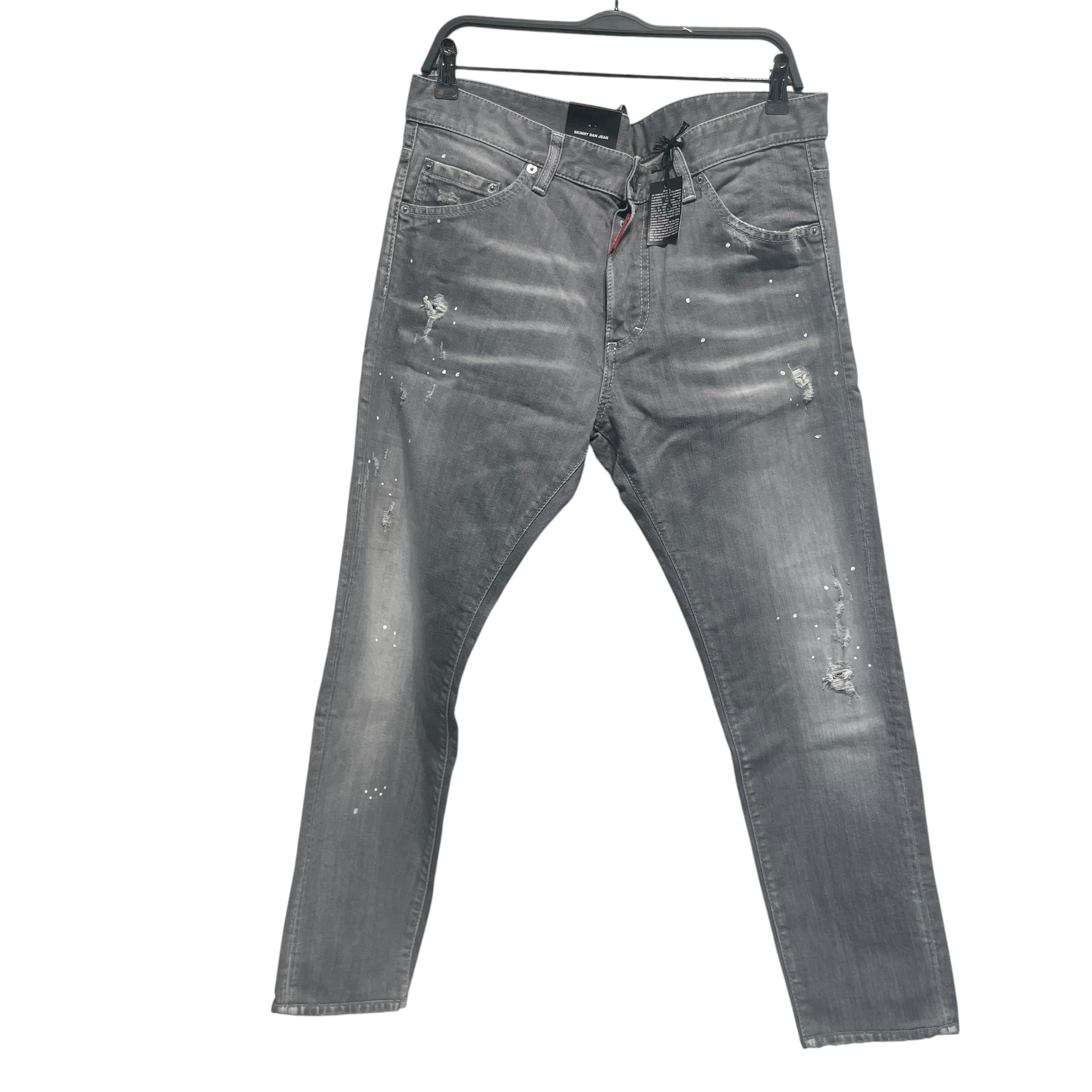 DSQUARED2/Skinny Pants/52/Denim/GRY/skinnydan/button/splatter view 1