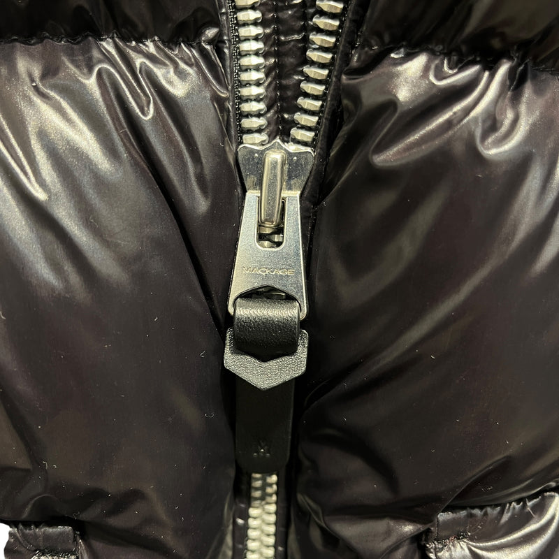 MACKAGE/Puffer Jkt/46/Nylon/BLK/Single Breasted/Fox Fur Neck
